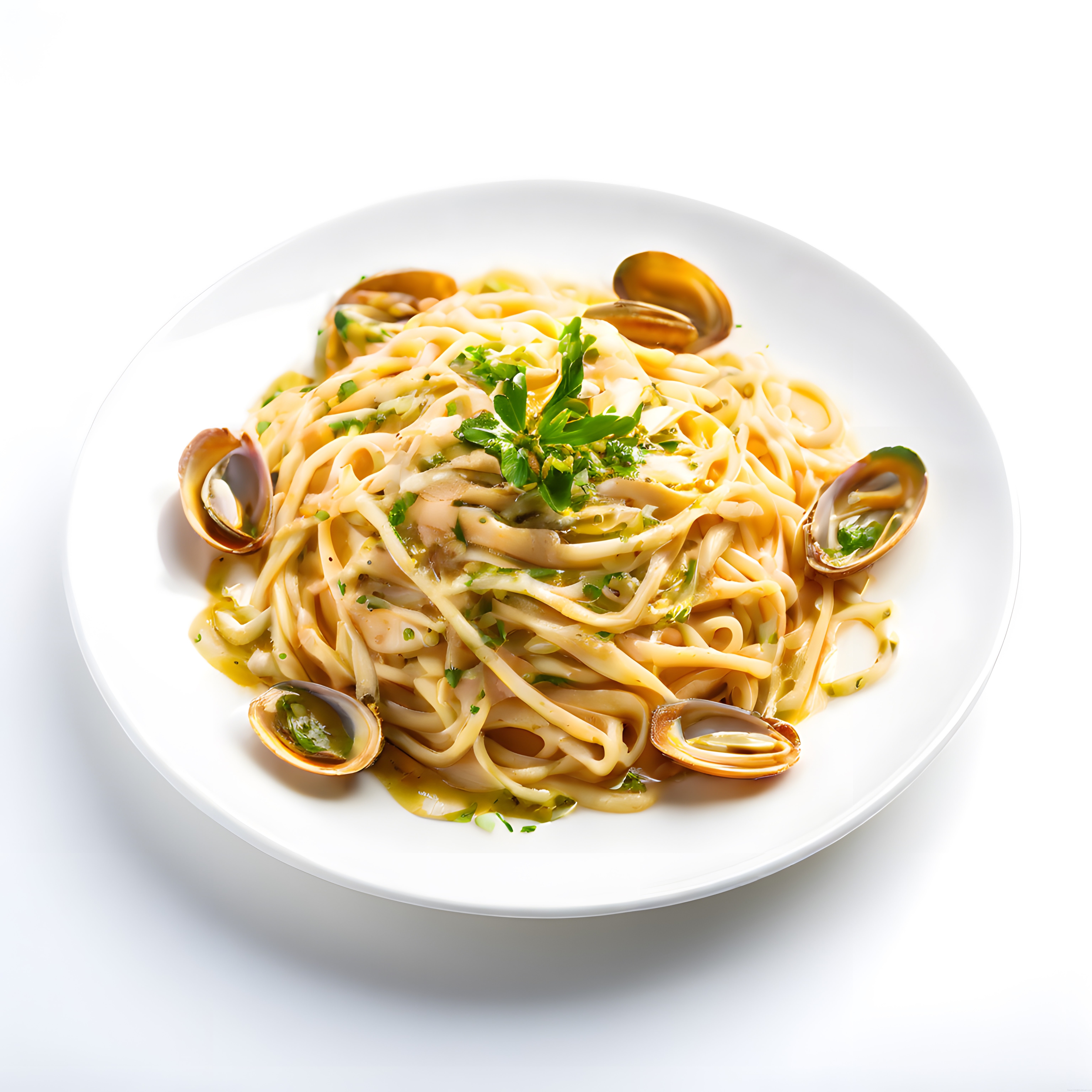 Taze Midyeli İtalyan Makarnası: Beyaz Tabağta Deniz Lezzetli Spaghetti