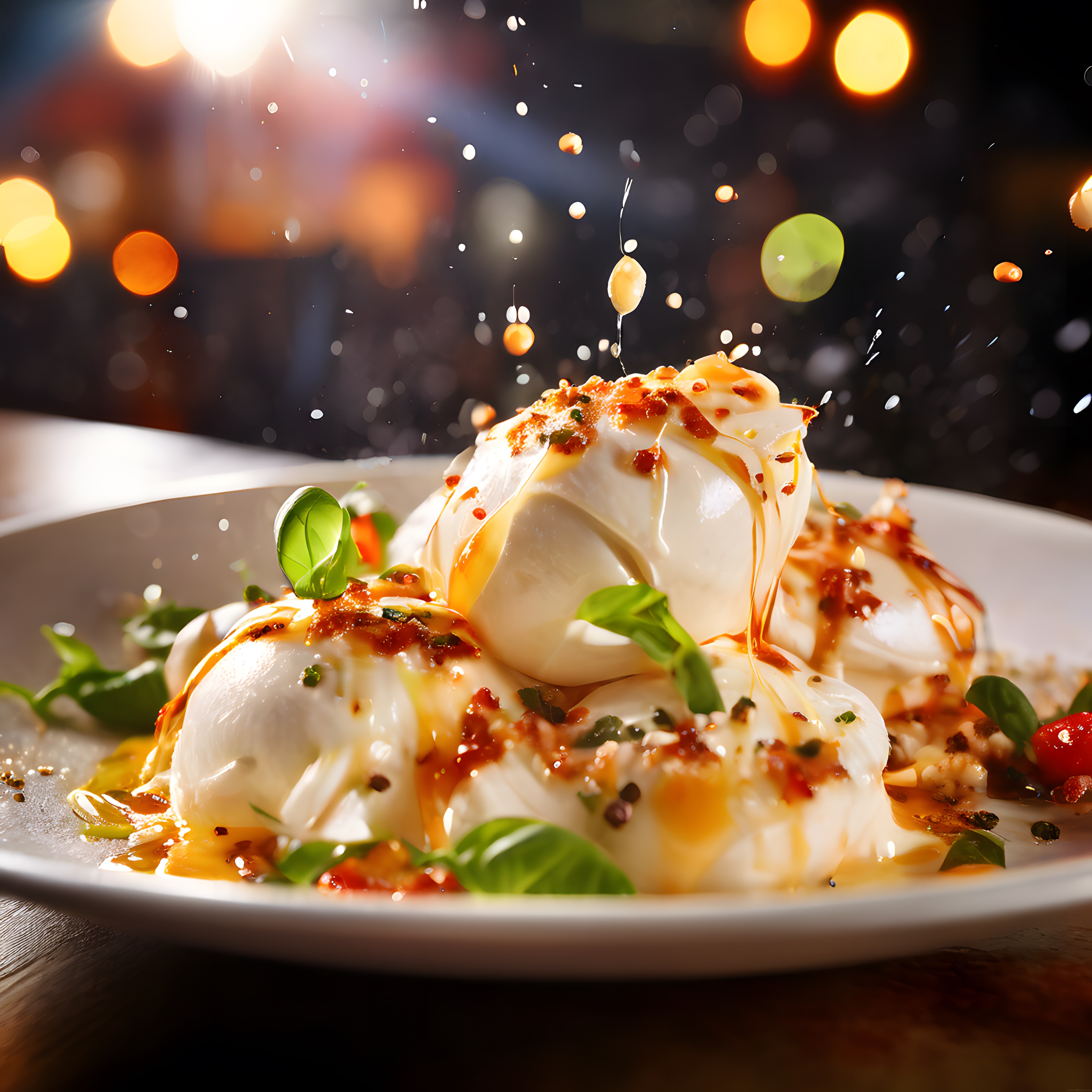 Taze Mozzarella Peyniri ve Fesleğenle Süslenmiş İtalyan Gurme Tabağı