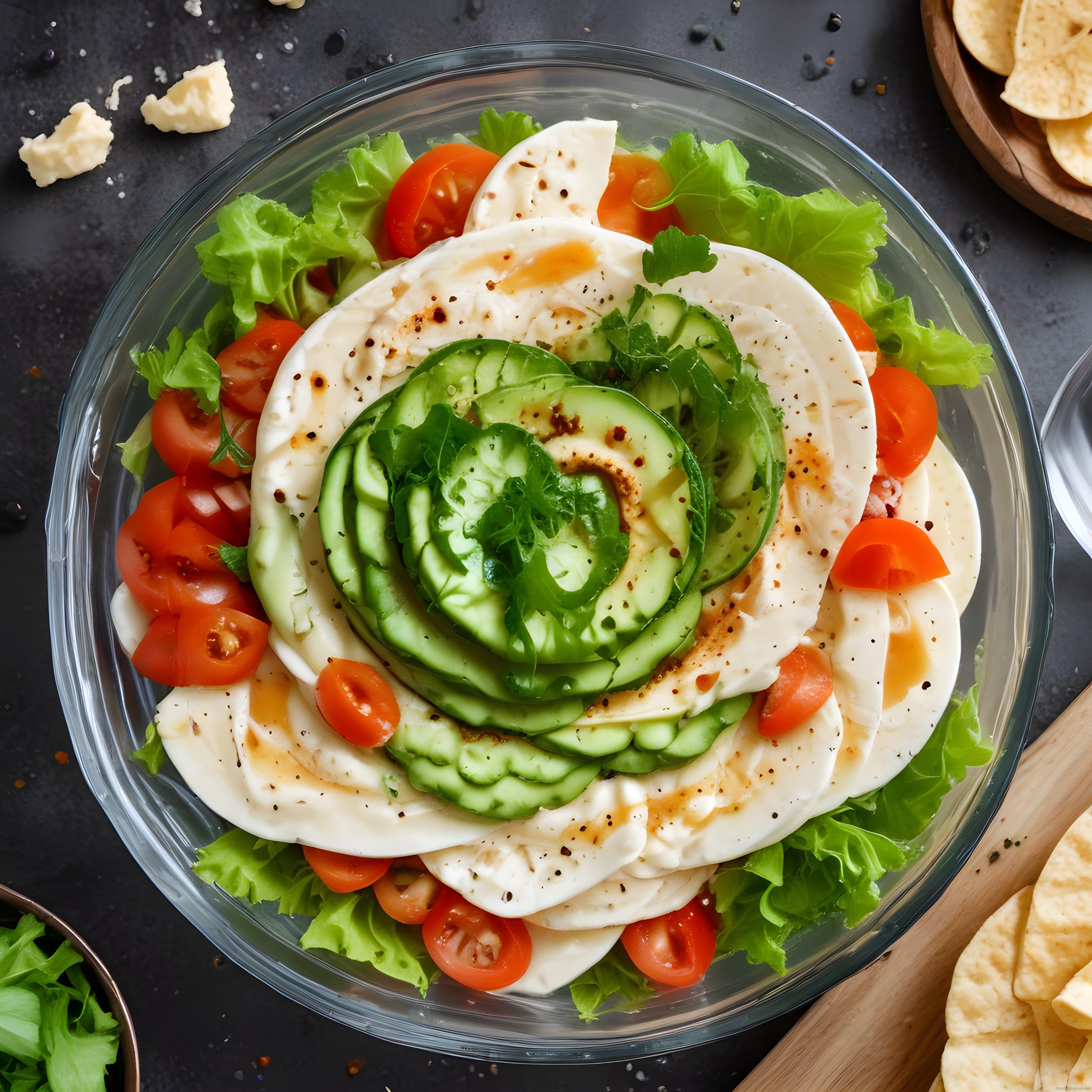 Taze Mozzarella ve Avokadolu Renkli Salata Kasesi: Sağlıklı ve Lezzetli