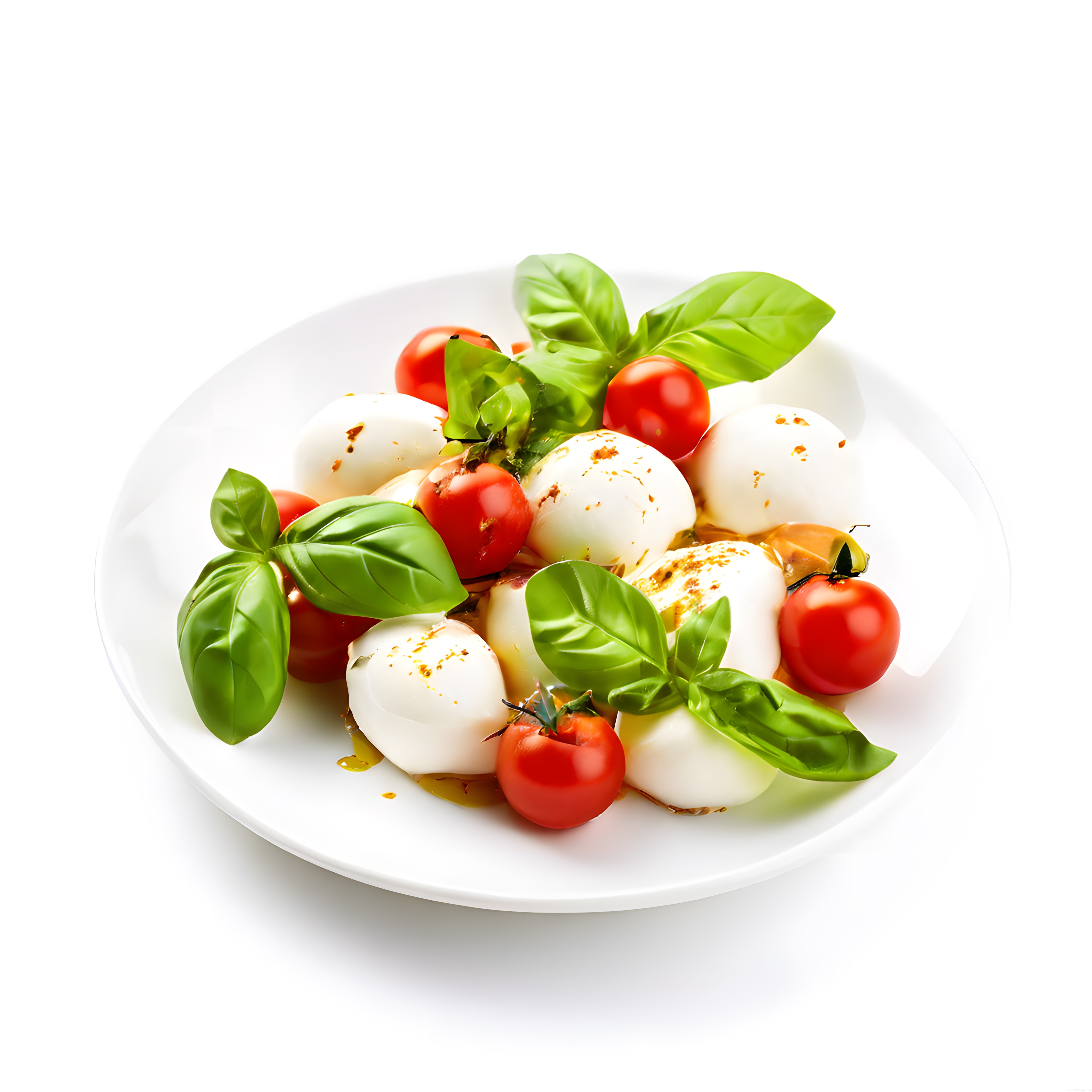 Taze Mozzarella ve Domatesle Klasik İtalyan Caprese Salatası Sunumu