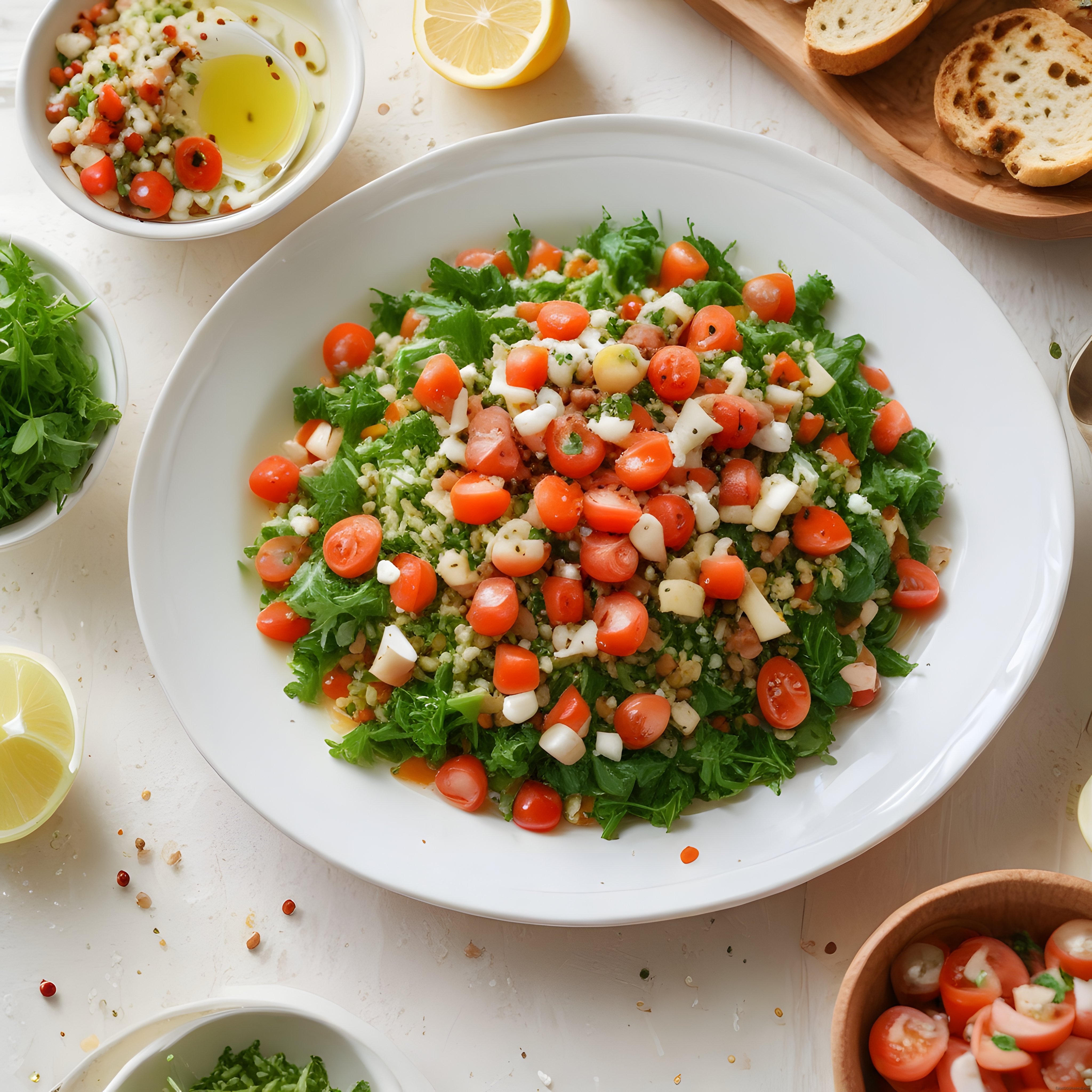 Taze Mozzarella ve Domatesli Akdeniz Salatası Tarifi ve Sunum