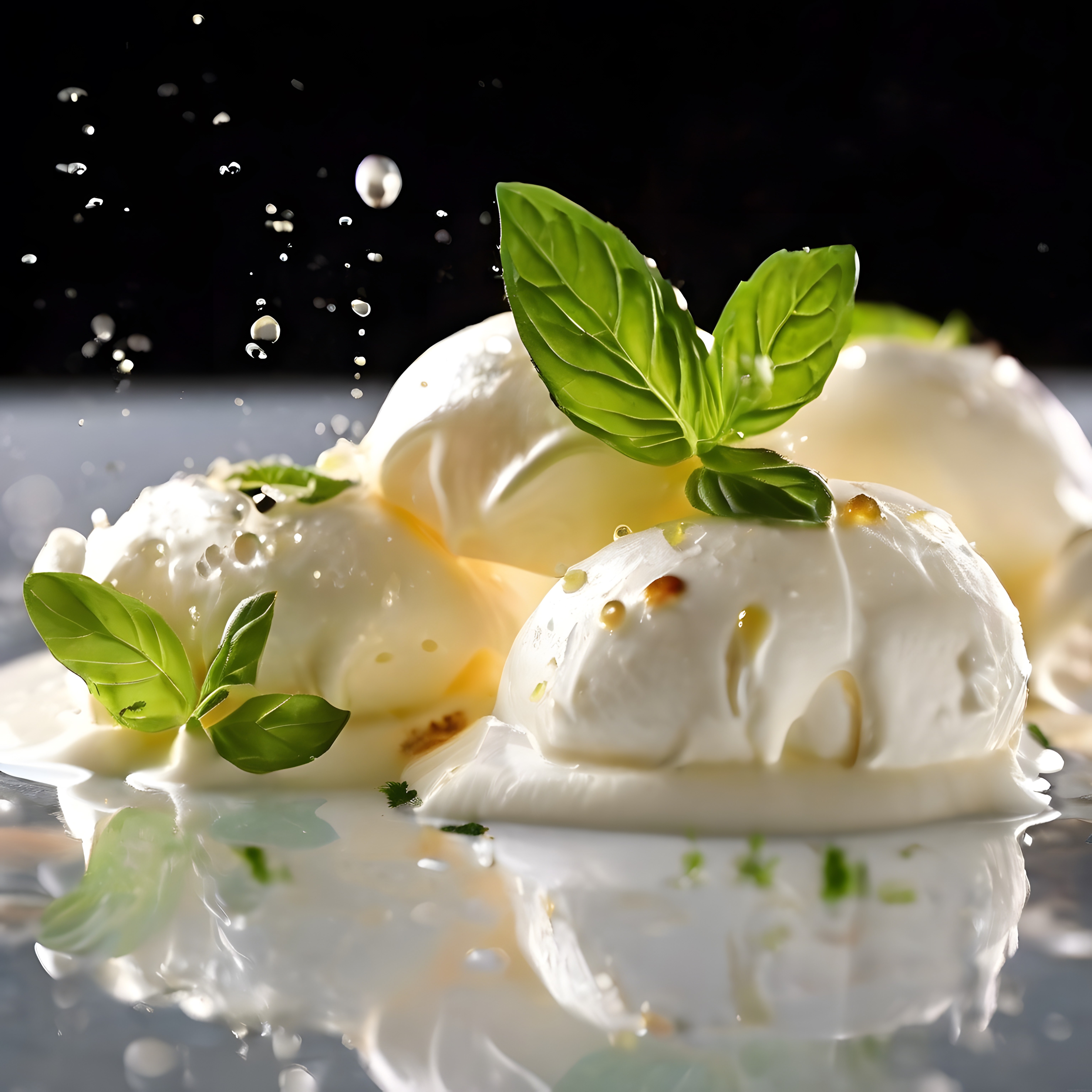 Taze Mozzarella ve Fesleğen ile Zeytinyağı Damlacıklı Şık Sunum