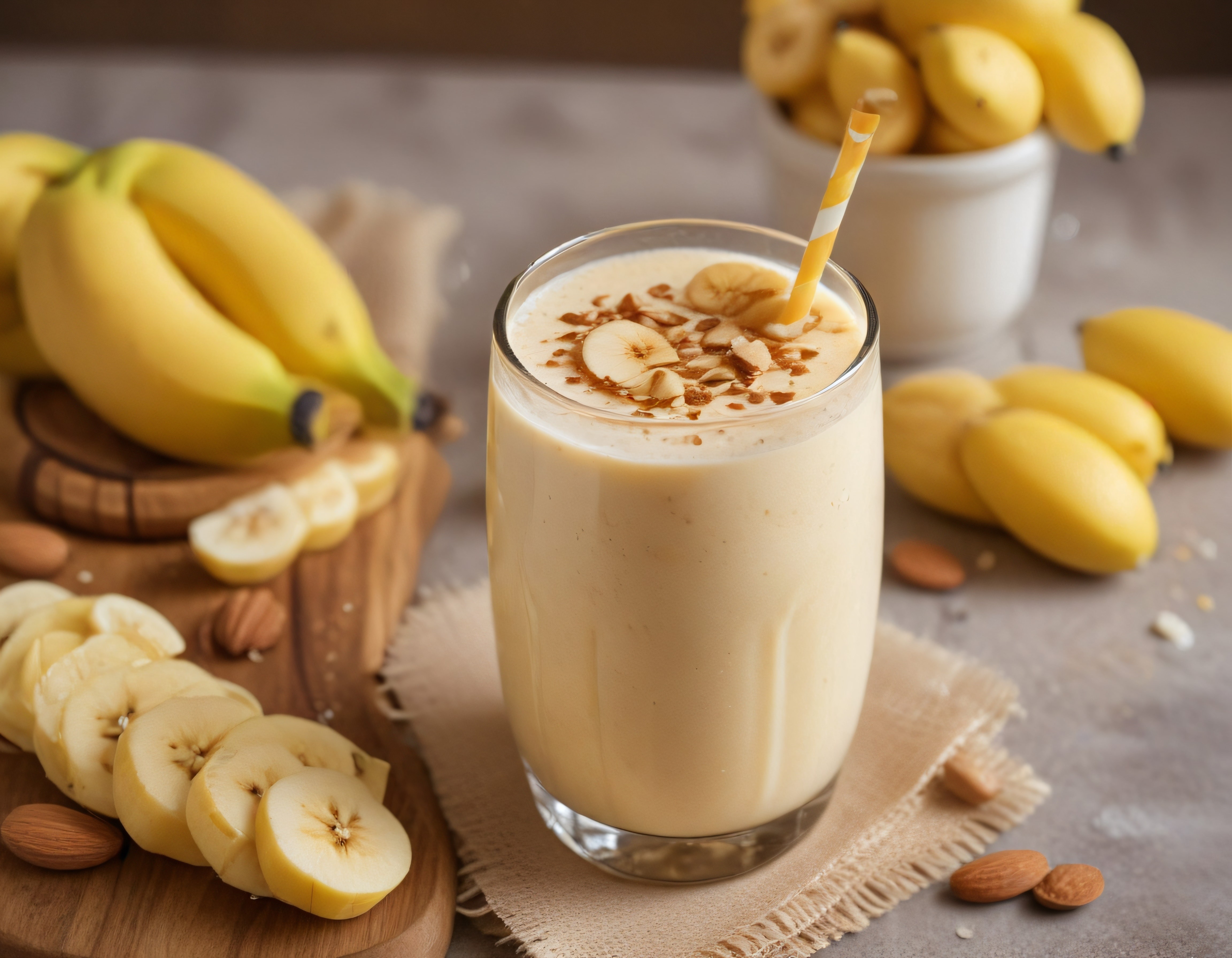 Taze Muz ve Bademli Smoothie: Ev Yapımı Sağlıklı ve Lezzetli İçecek Tarifi