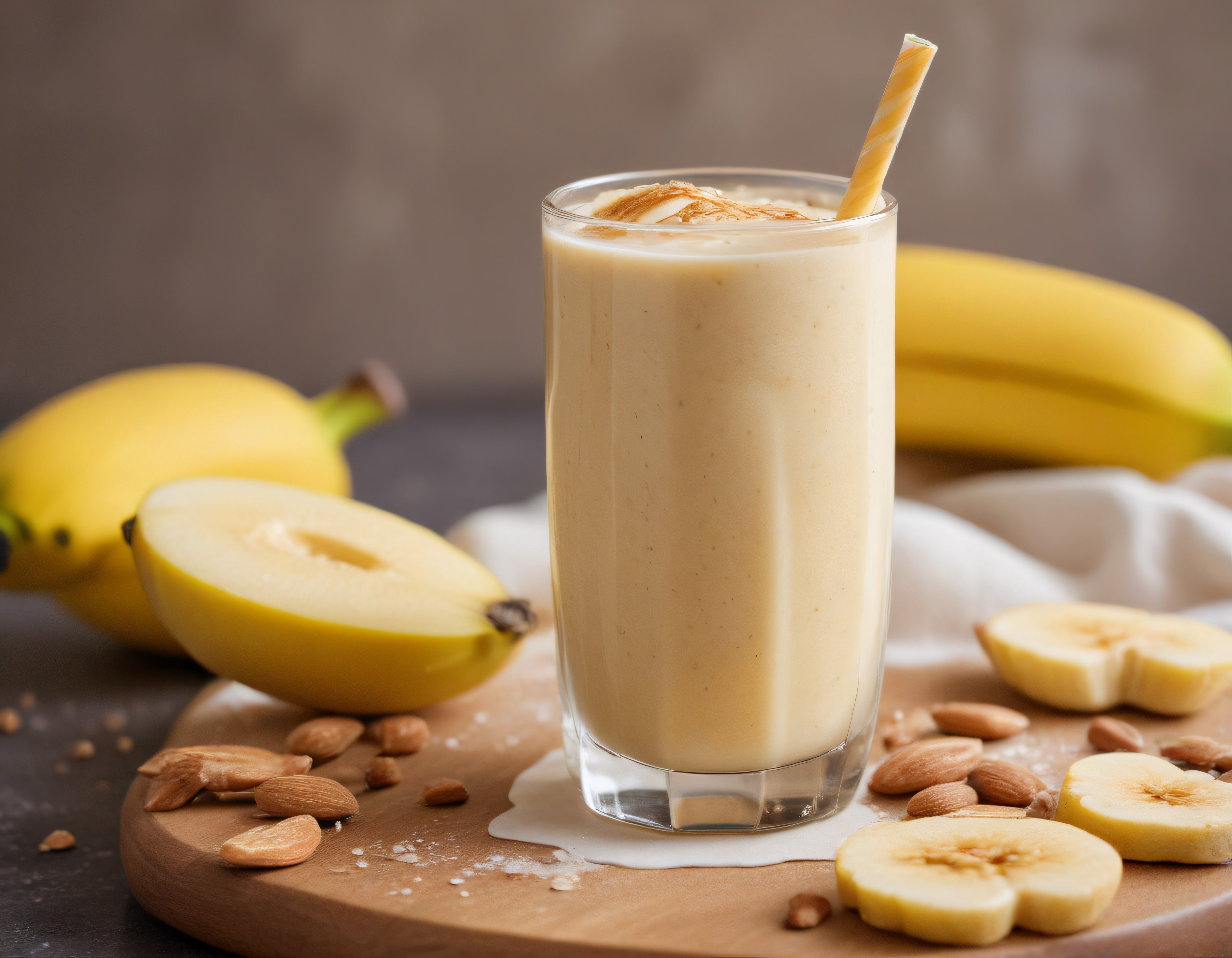 Taze Muzlu ve Bademli Smoothie: Ev Yapımı Sağlıklı Kahvaltı İçeceği Tarifi