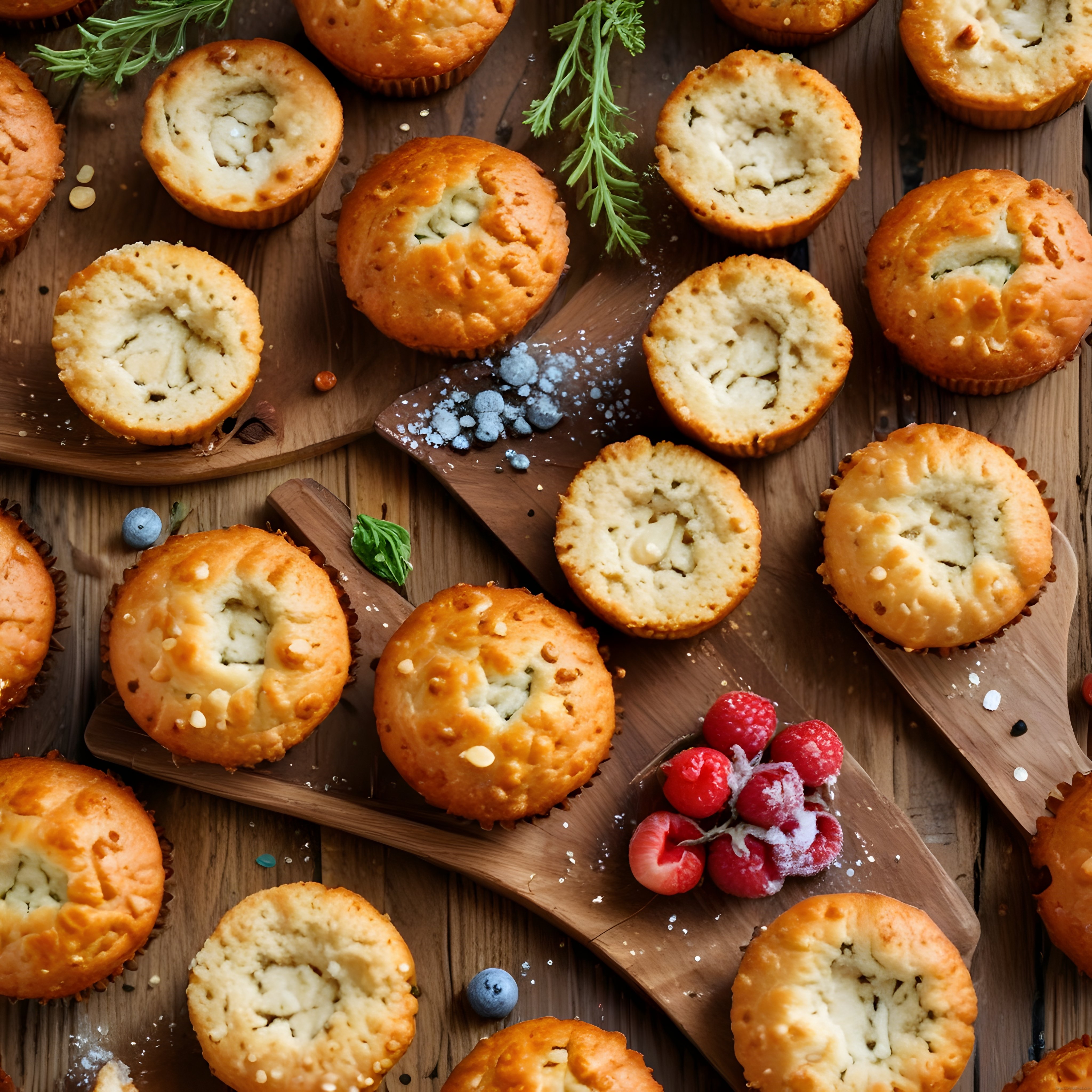 Taze Orman Meyveleri ve Ev Yapımı Muffinlerle Rustik Kahvaltı Masası