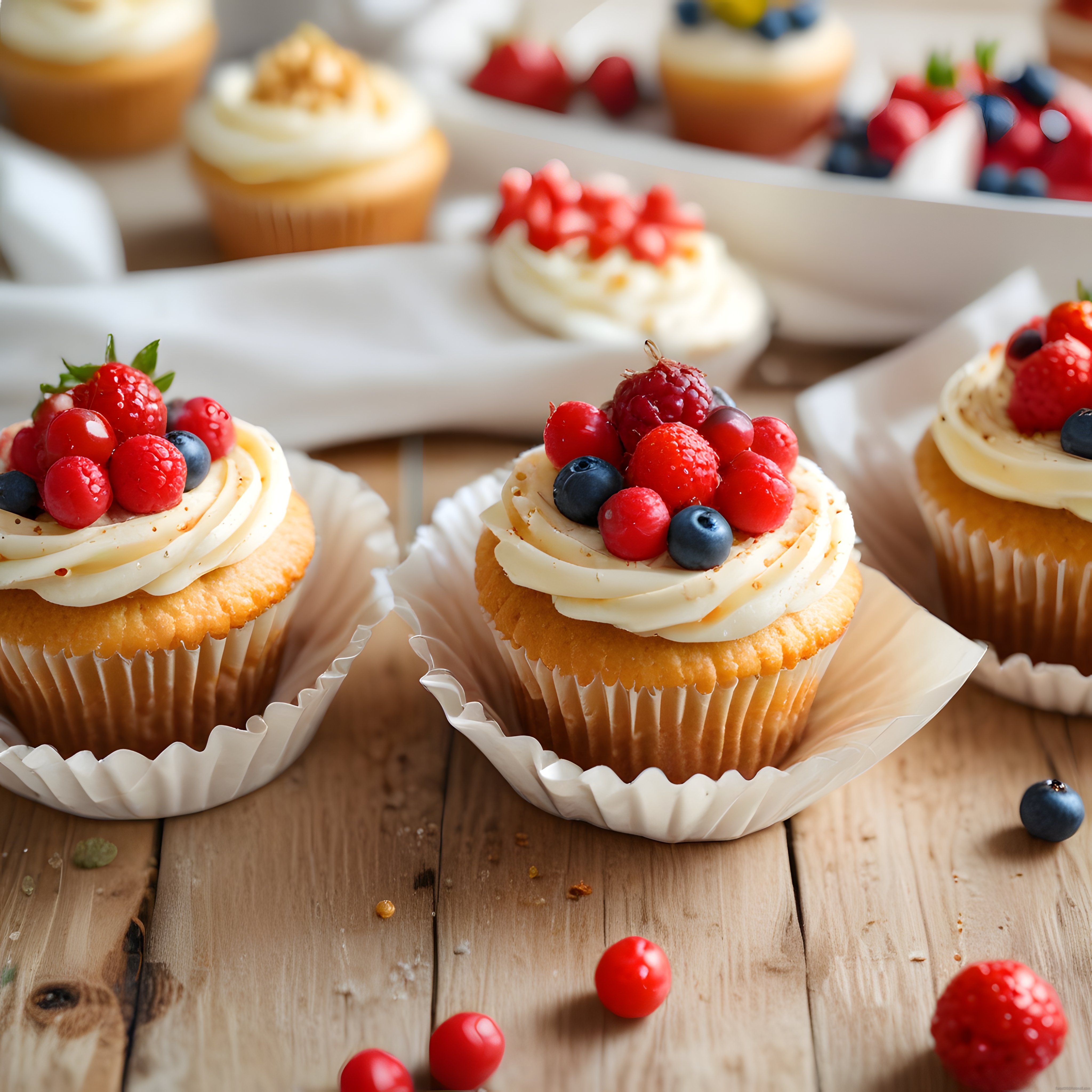 Taze Orman Meyveleri ve Krema Süslenmiş Yumuşacık Cupcake Tarifi