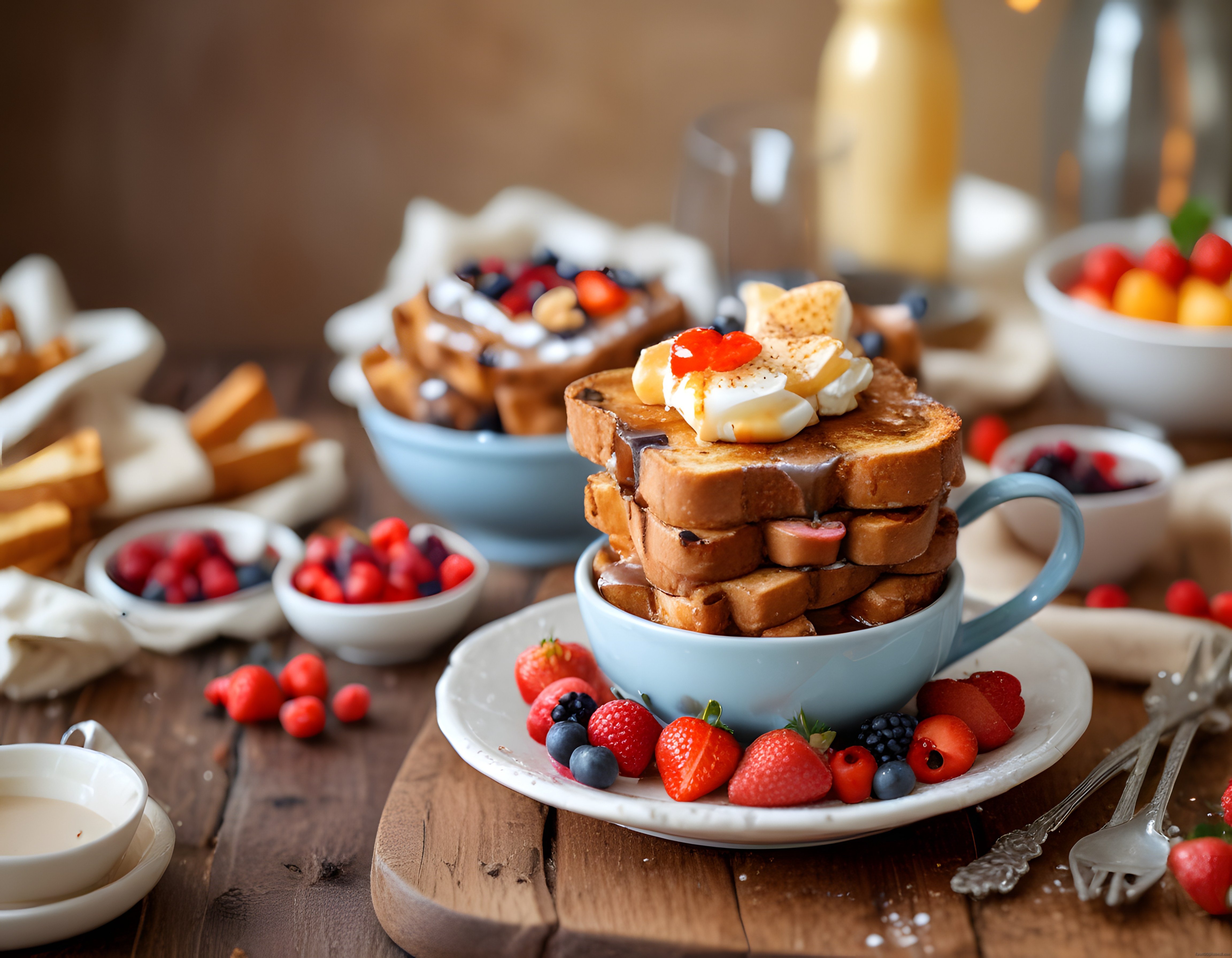 Taze Orman Meyveleri ve Muzlu French Toast Kahvaltı Sunumu
