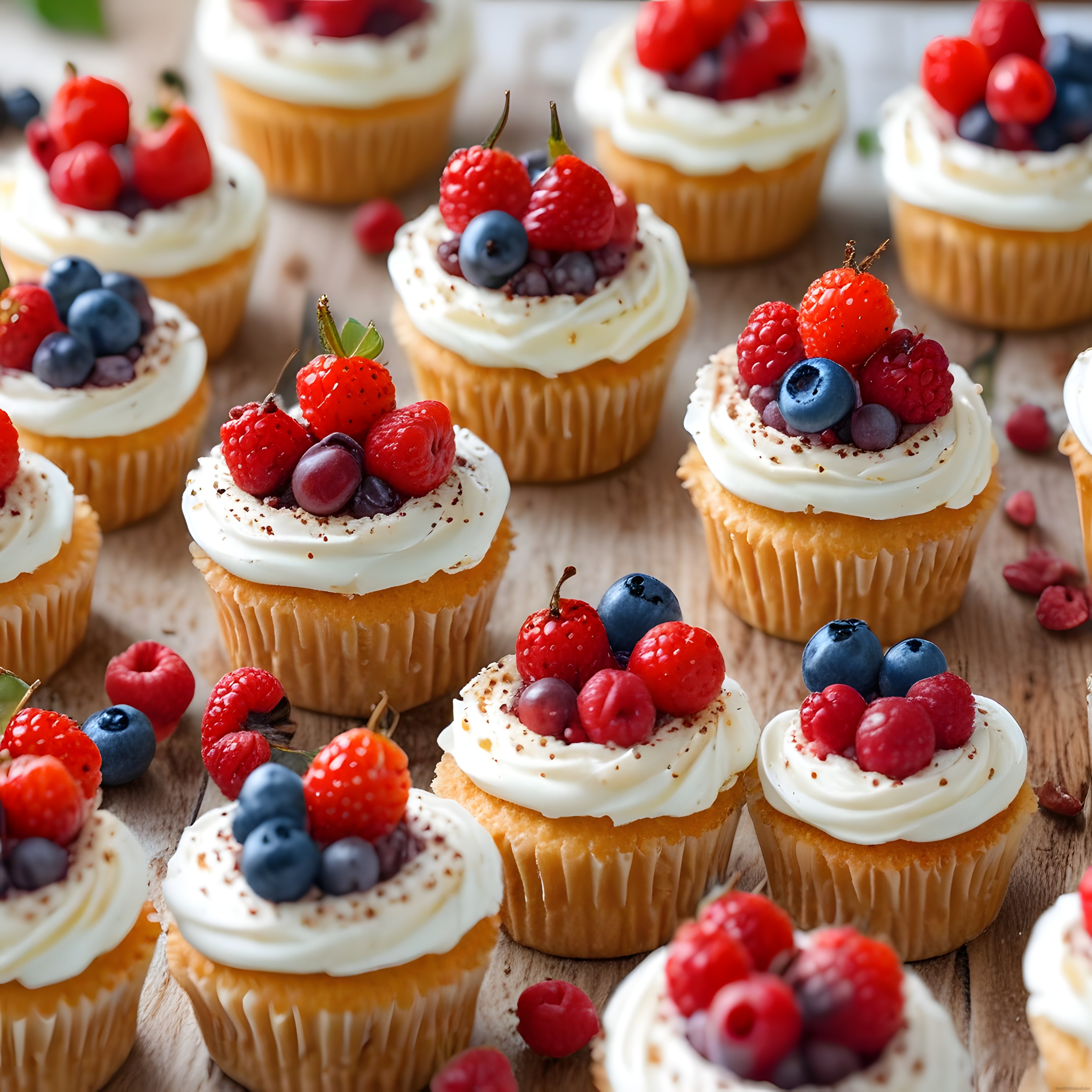Taze Orman Meyveleriyle Süslenmiş Nefis Cupcake'ler ve Tatlı Sunum Fikirleri