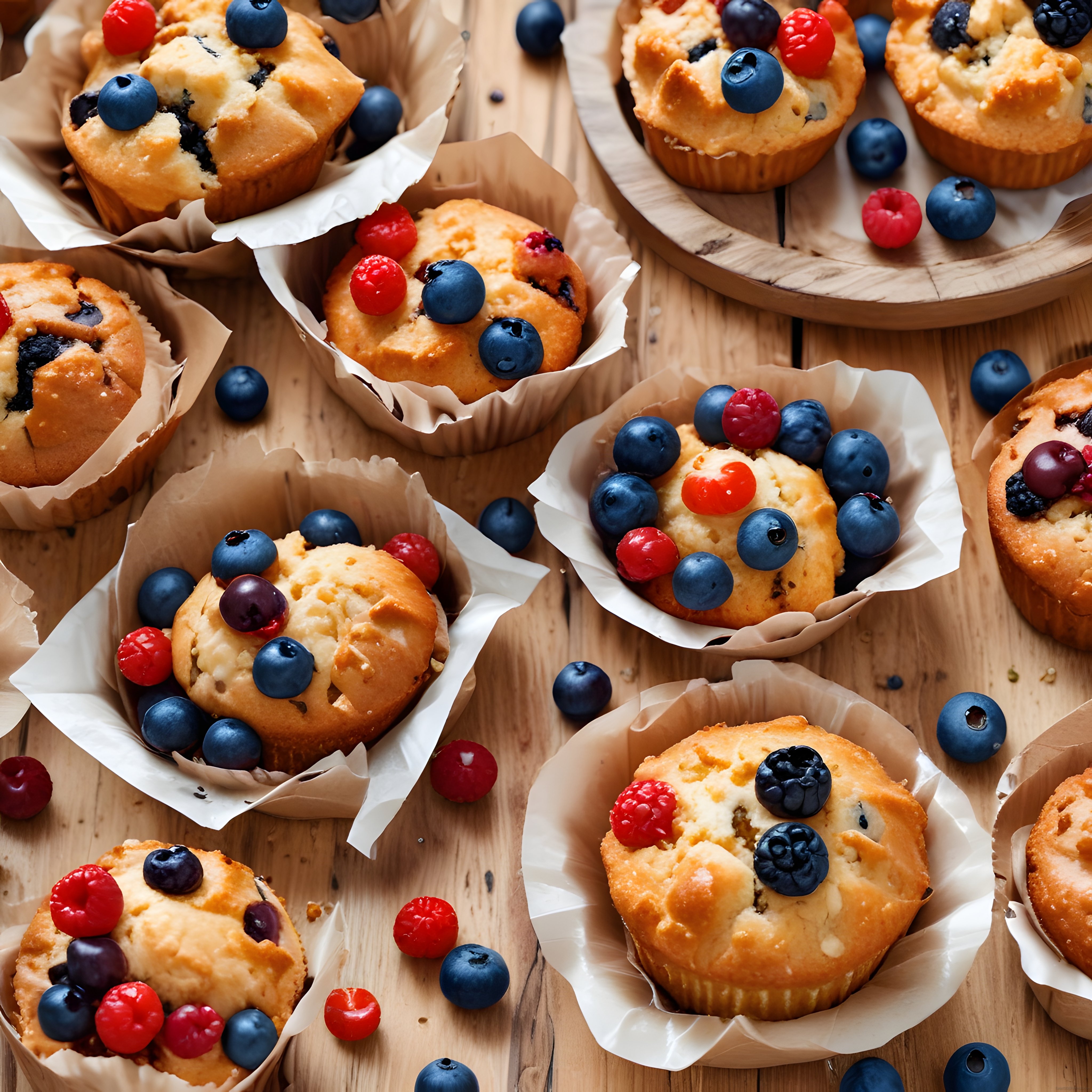 Taze Orman Meyveleriyle Süslenmiş Yumuşacık Ev Yapımı Muffinler