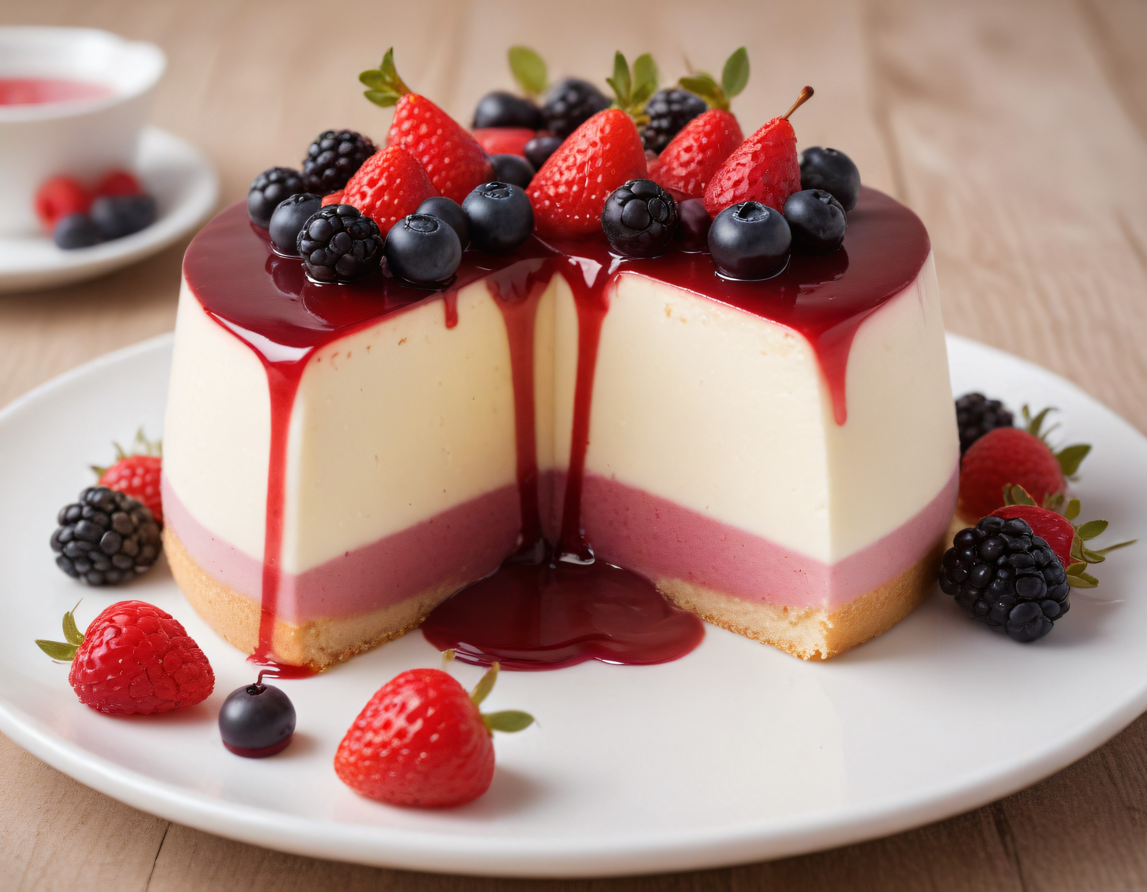 Taze Orman Meyveli Cheesecake Dilimi ve Kırmızı Meyveli Şık Sunum Fikirleri