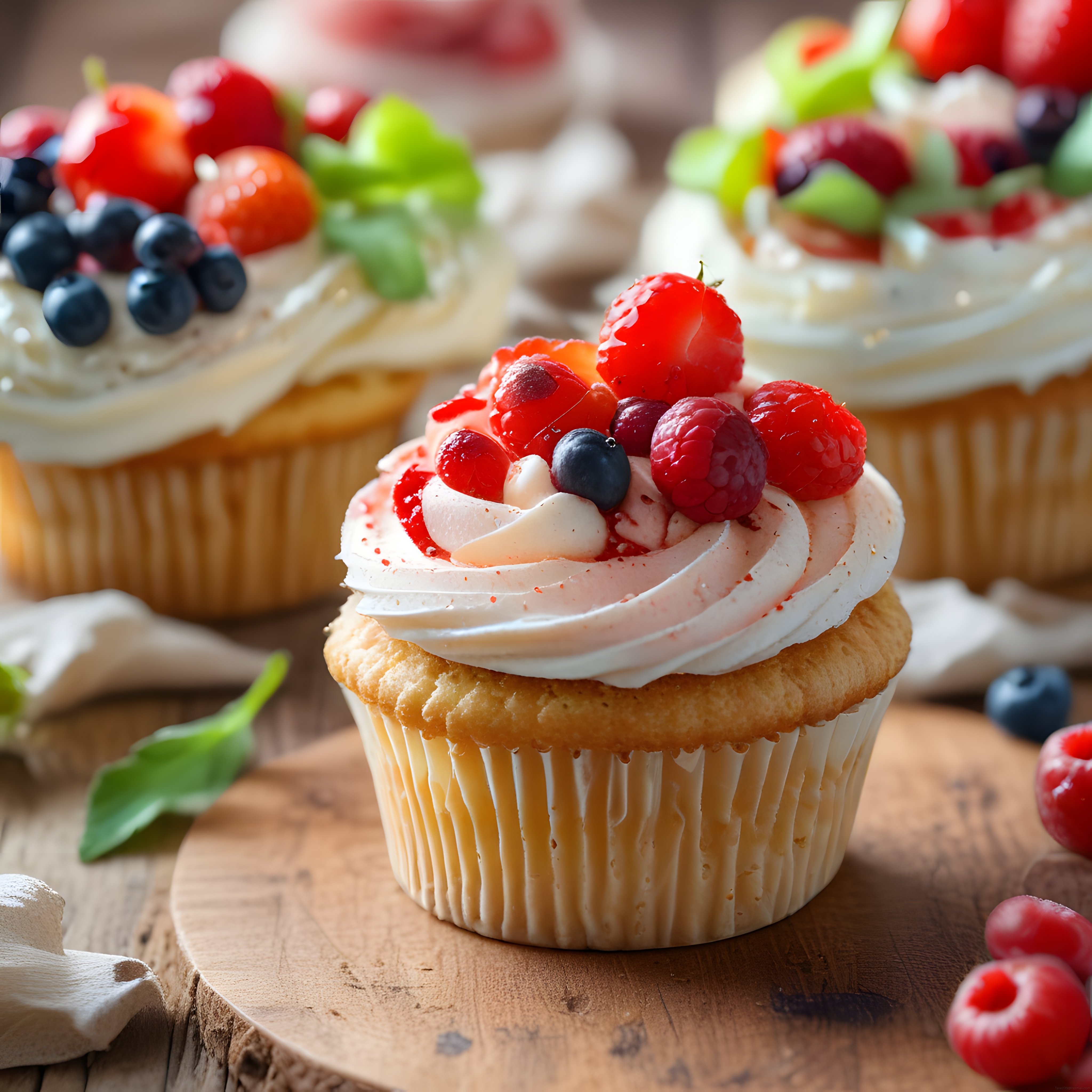 Taze orman meyveli cupcakelerle lezzetli tatlı tarifi ve sunum önerileri