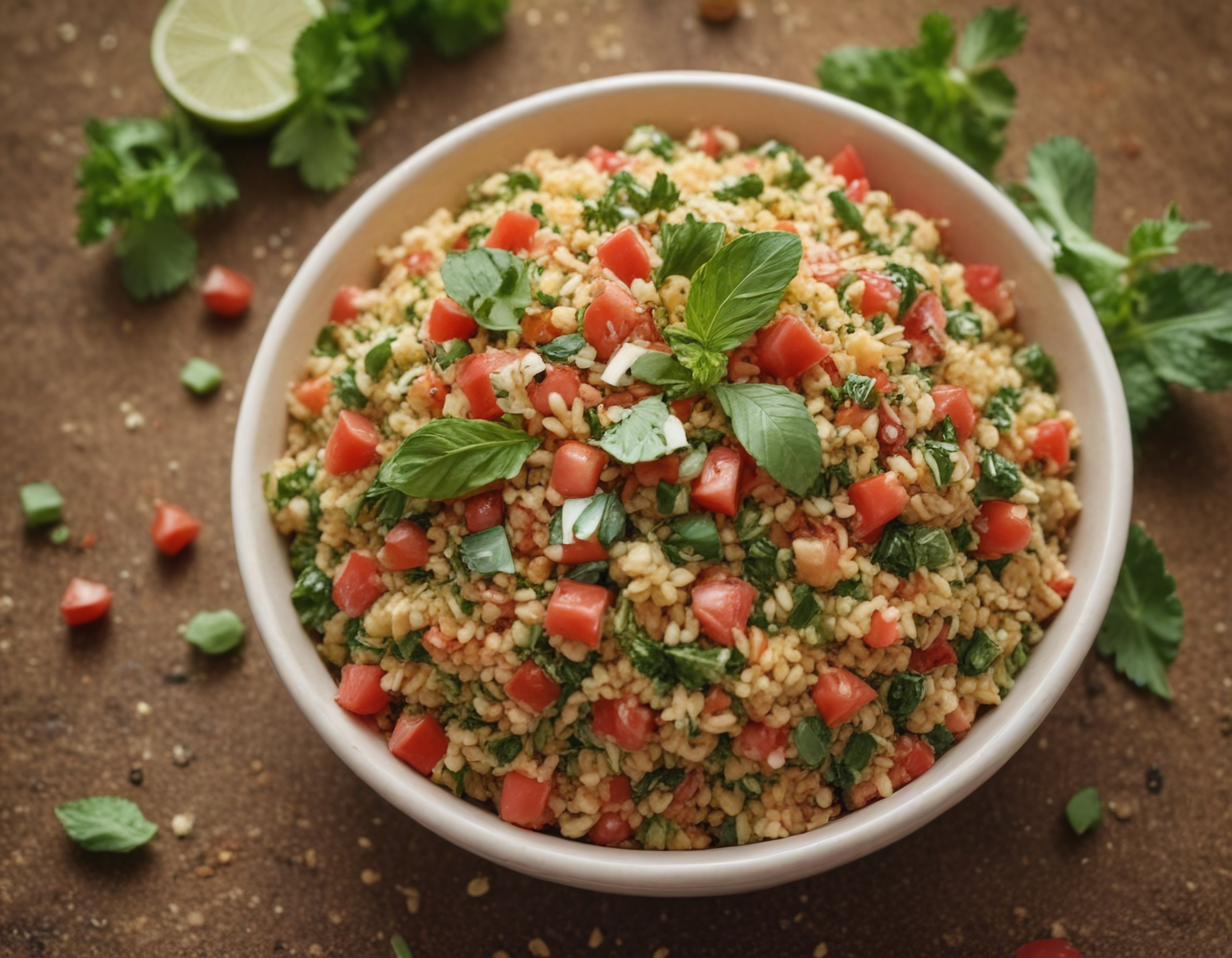 taze otlar ve domatesle hazırlanan geleneksel tabbouleh salata tarifi
