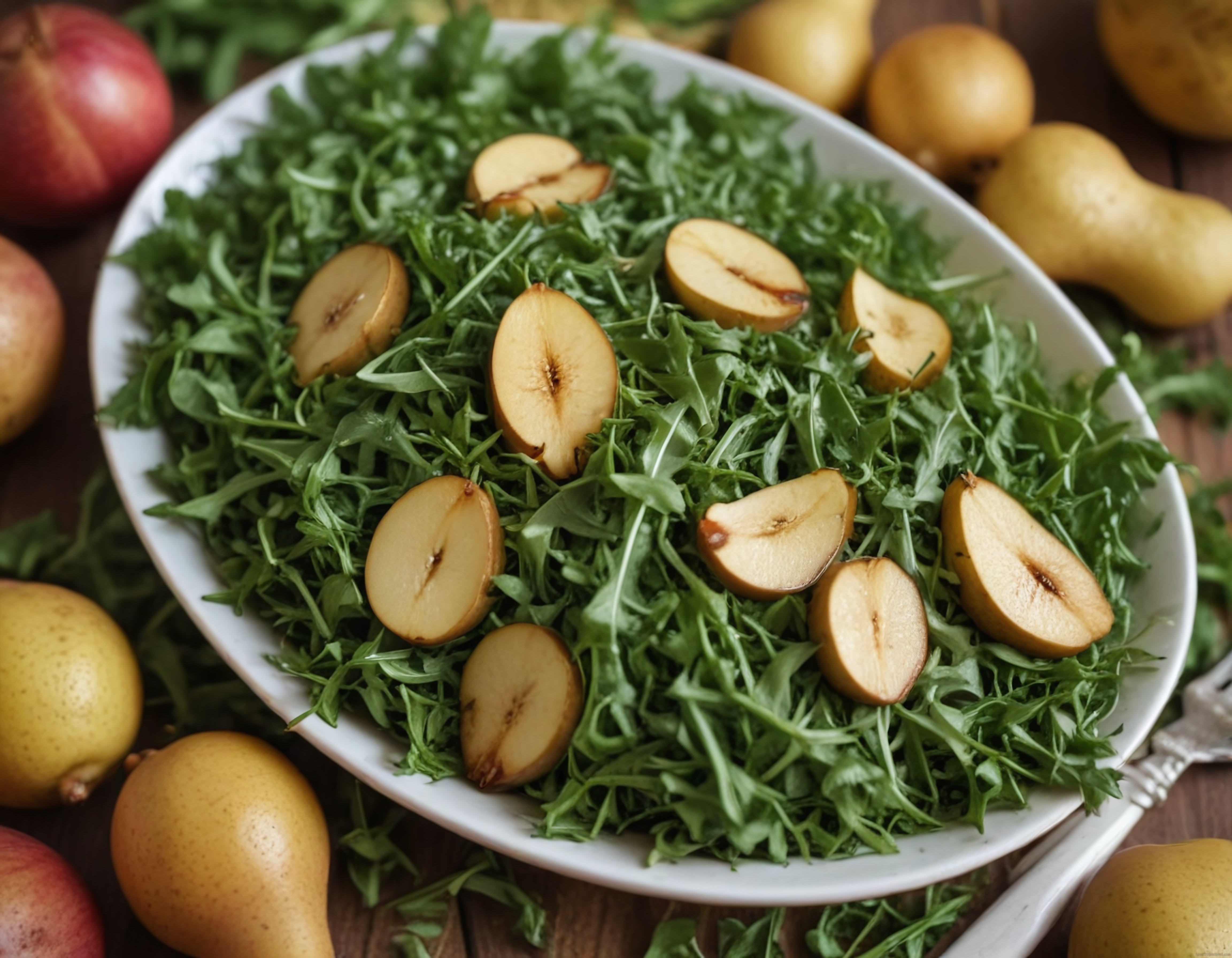 Taze Roka ve Armut Dilimleriyle Hazırlanan Sağlıklı Salata Tarifi