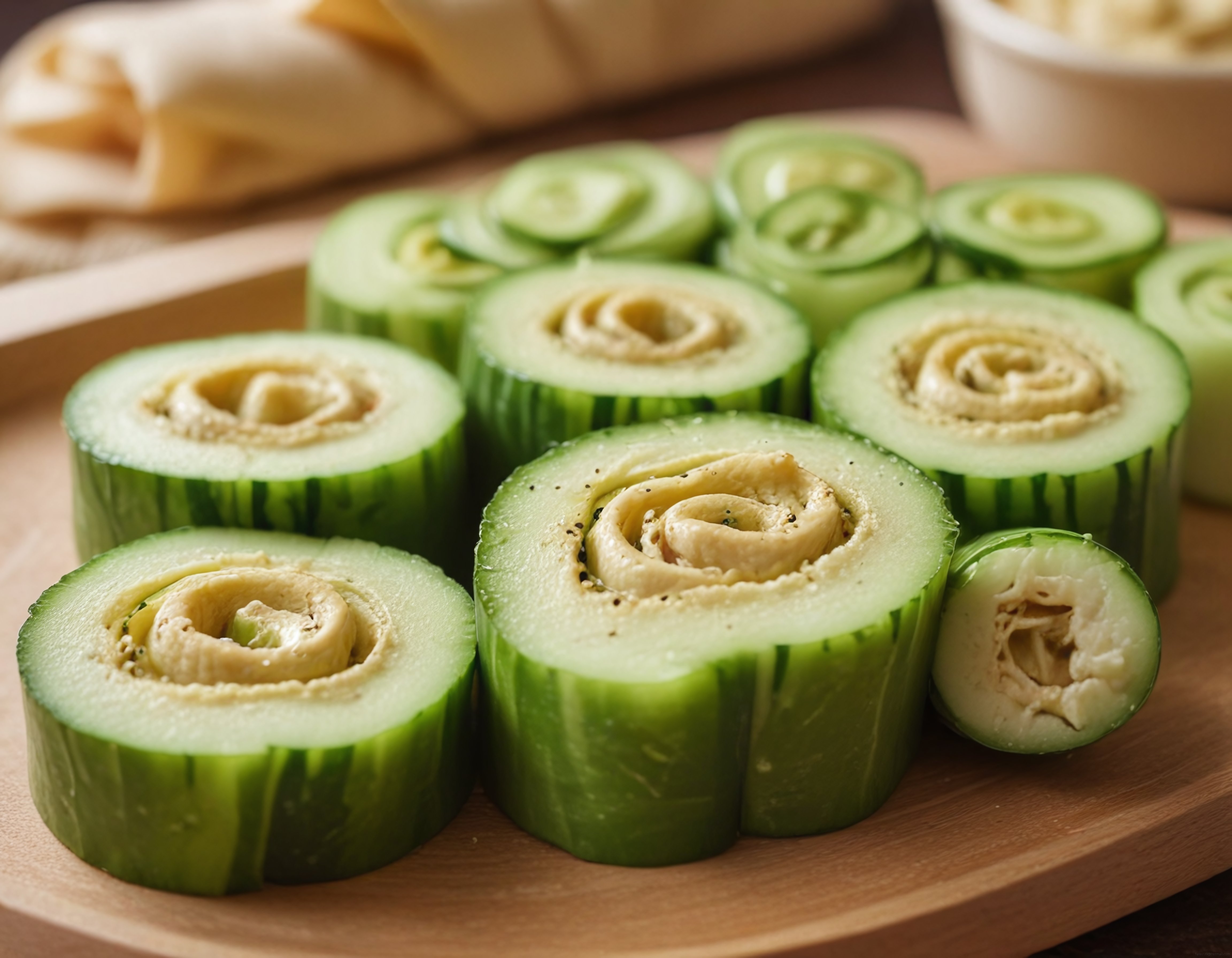 Taze Salatalık Dilimlerinde Ev Yapımı Humus: Sağlıklı Atıştırmalık Fikri
