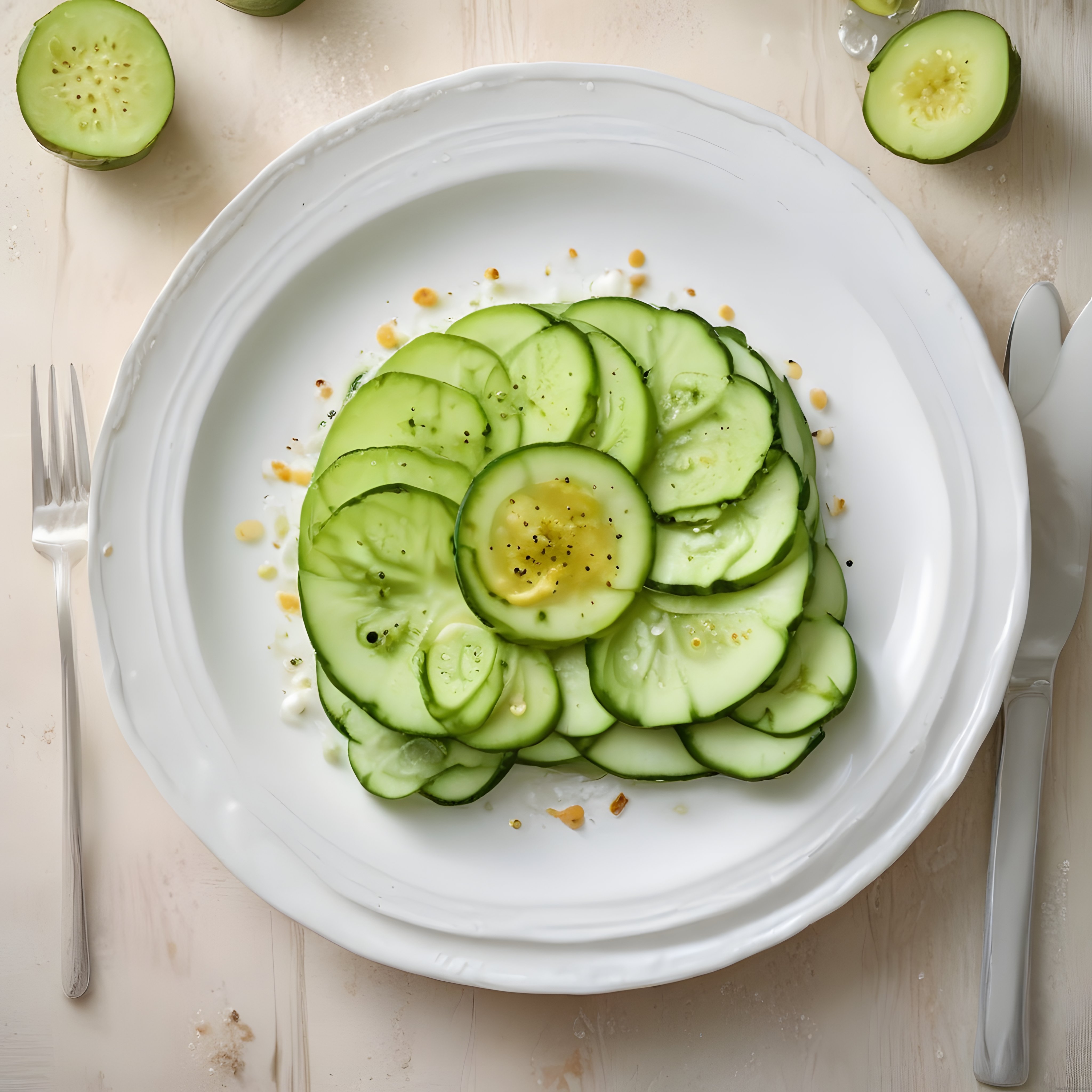 Taze Salatalık Dilimlerinden Gül Şeklinde Şık Sunum ve Pratik Salata Tarifi