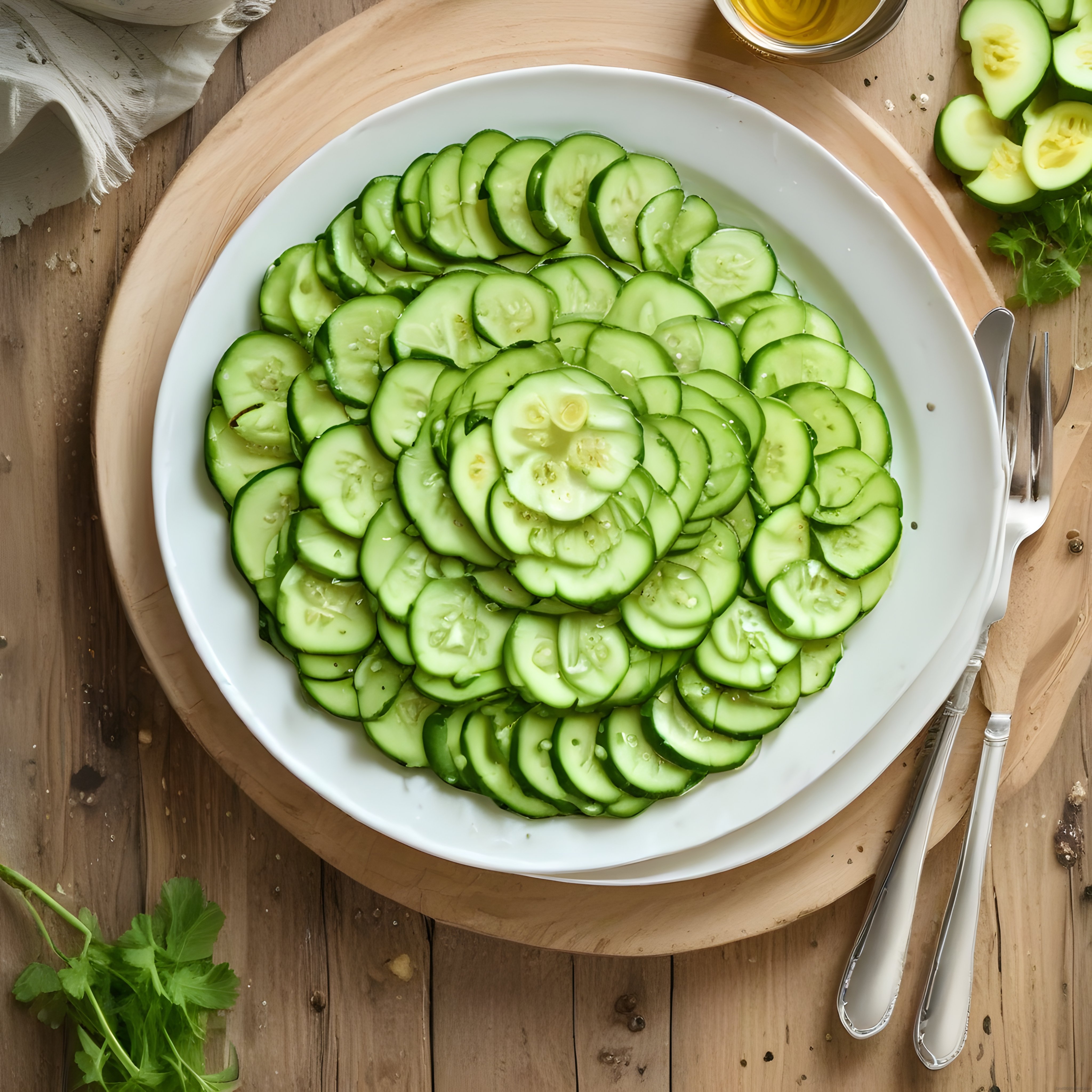 Taze Salatalık Dilimlerinden Oluşan Sağlıklı ve Hafif Yaz Salatası Tarifi