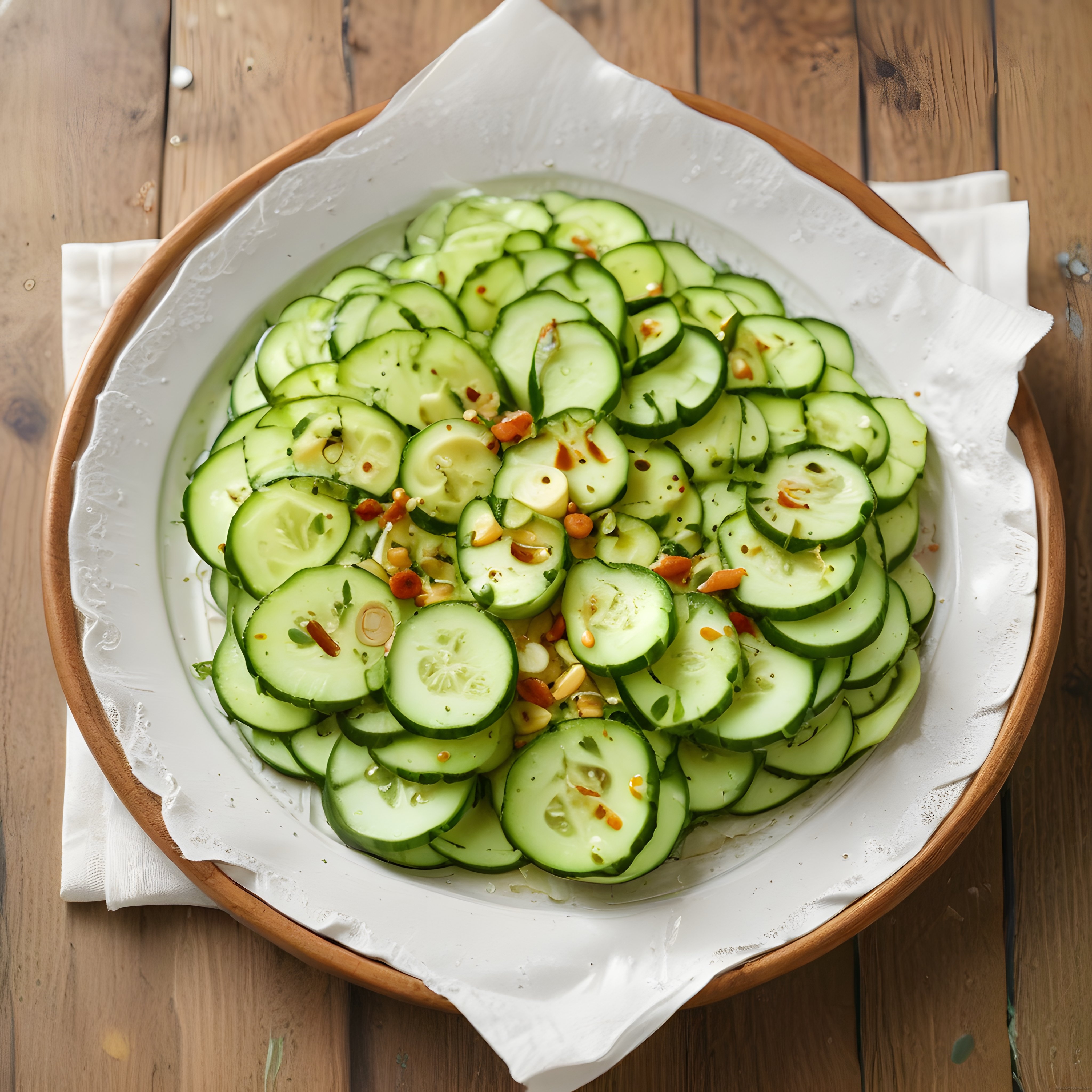 Taze Salatalık Dilimlerinden Oluşan Sağlıklı ve Pratik Bir Yaz Salatası