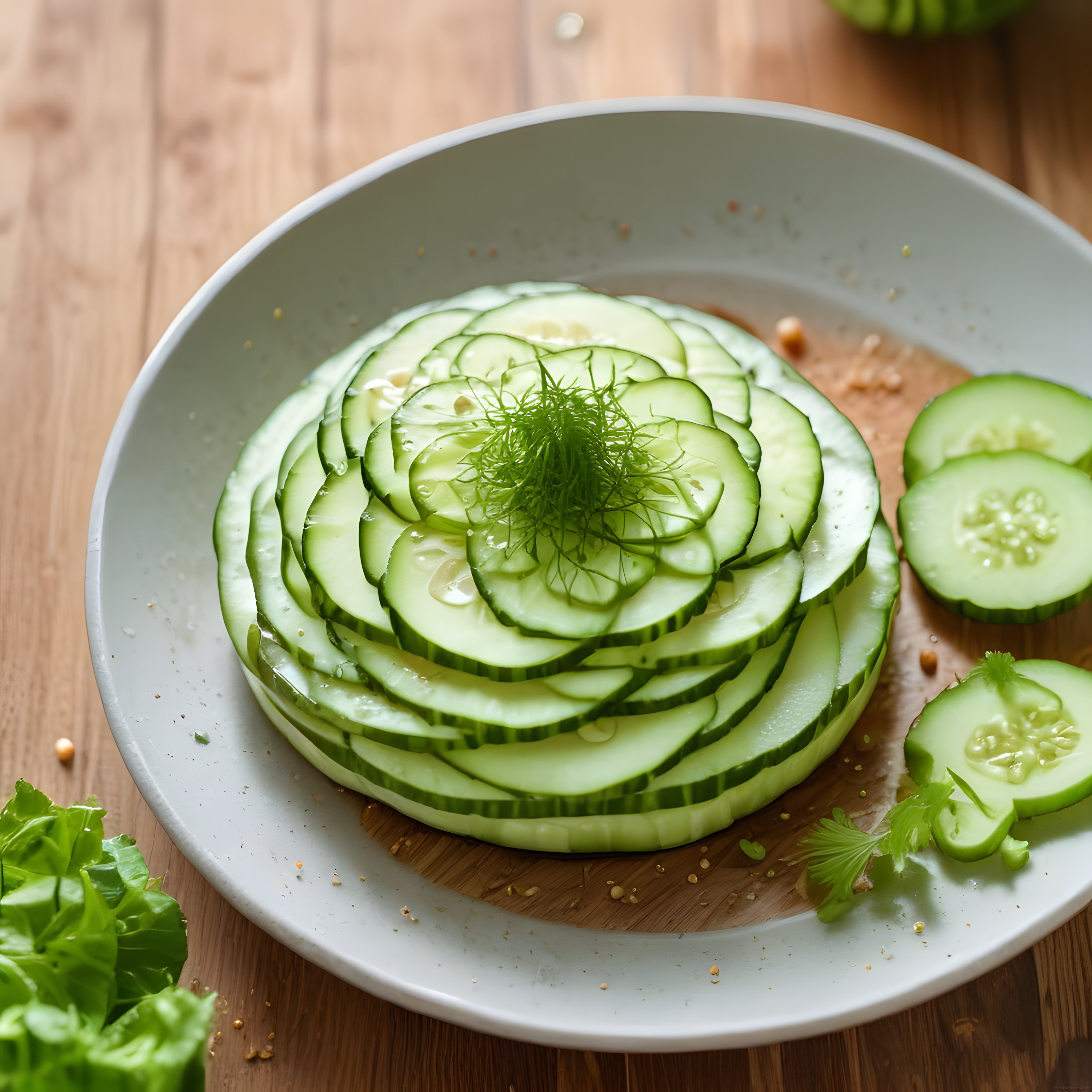 Taze Salatalık Dilimlerinden Oluşan Sağlıklı ve Pratik Salata Sunumu