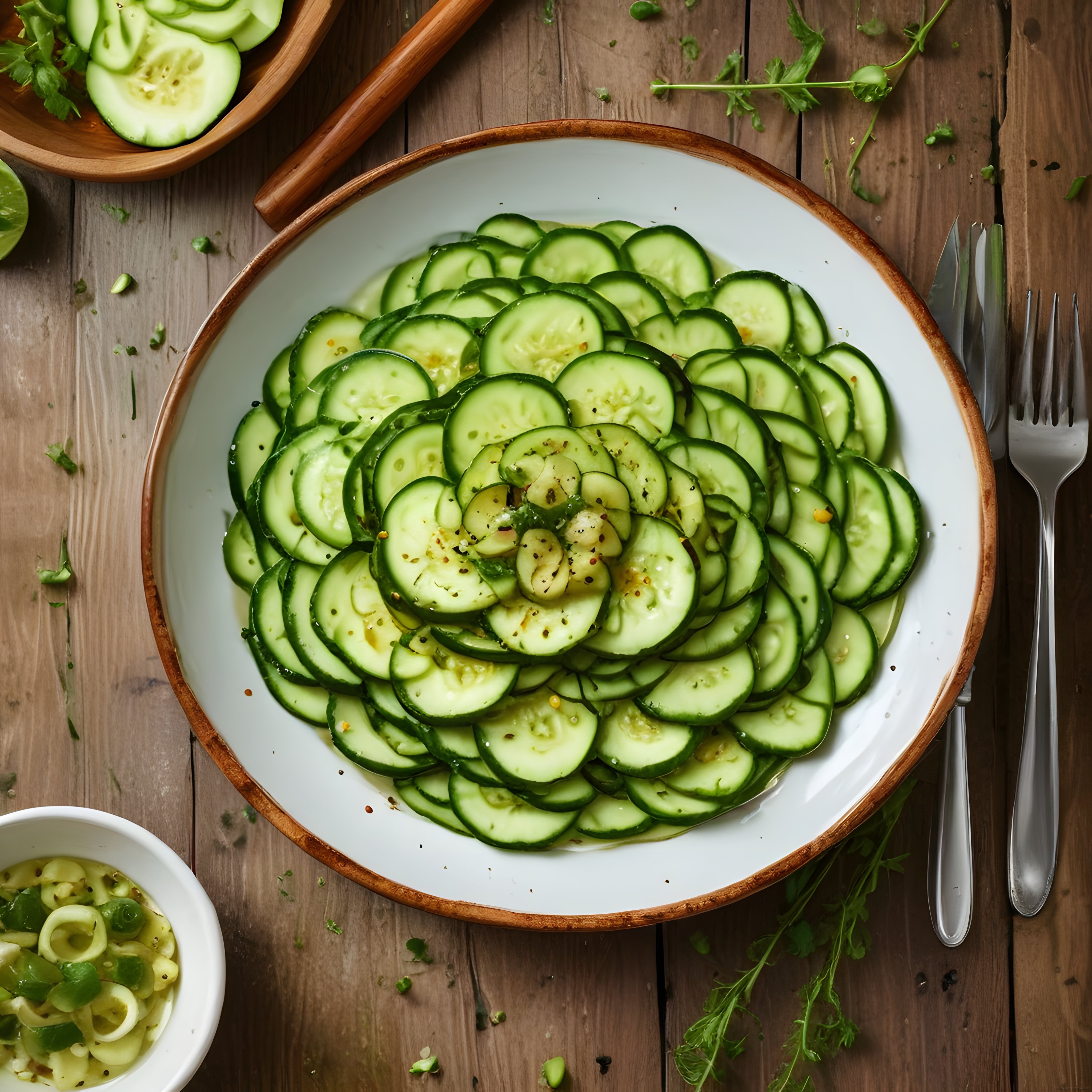 Taze Salatalık Dilimleriyle Hazırlanan Pratik Salata Tarifi ve Sunum