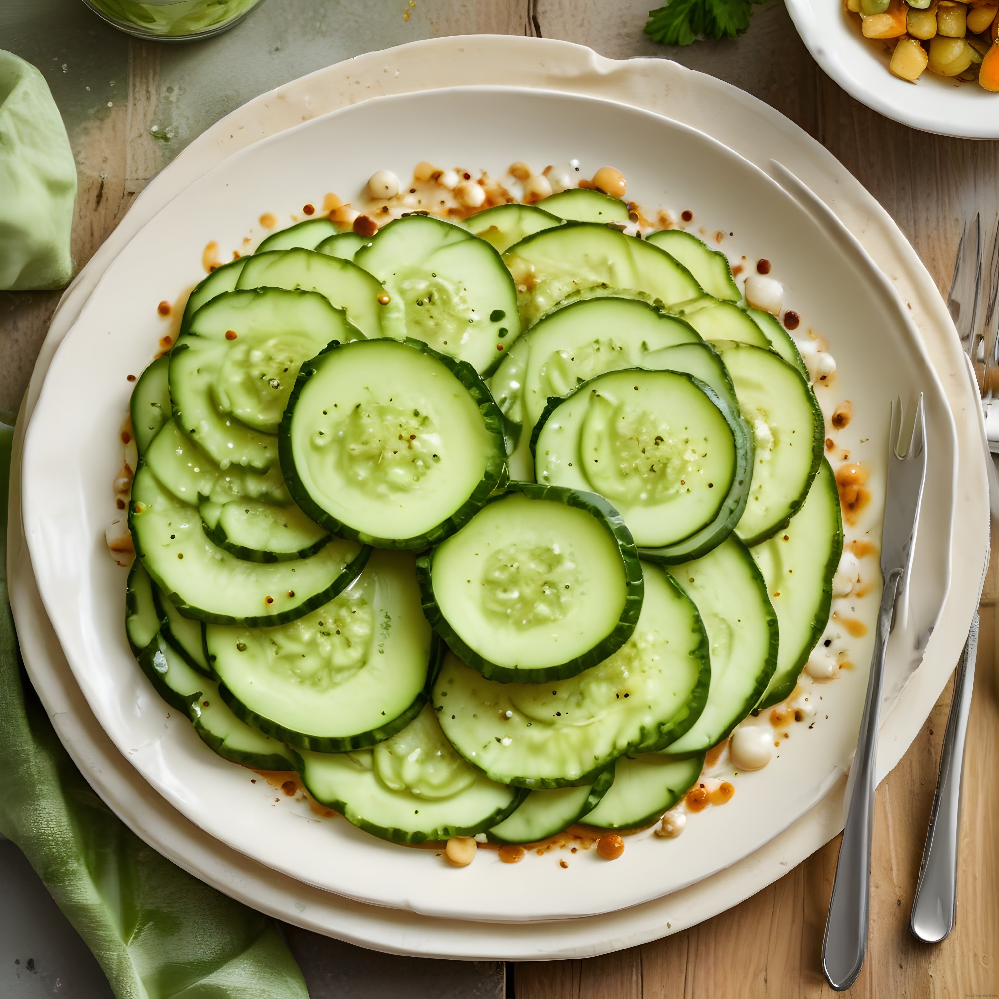 Taze Salatalık Dilimleriyle Soslu Pratik Salata Tarifi ve Sunum