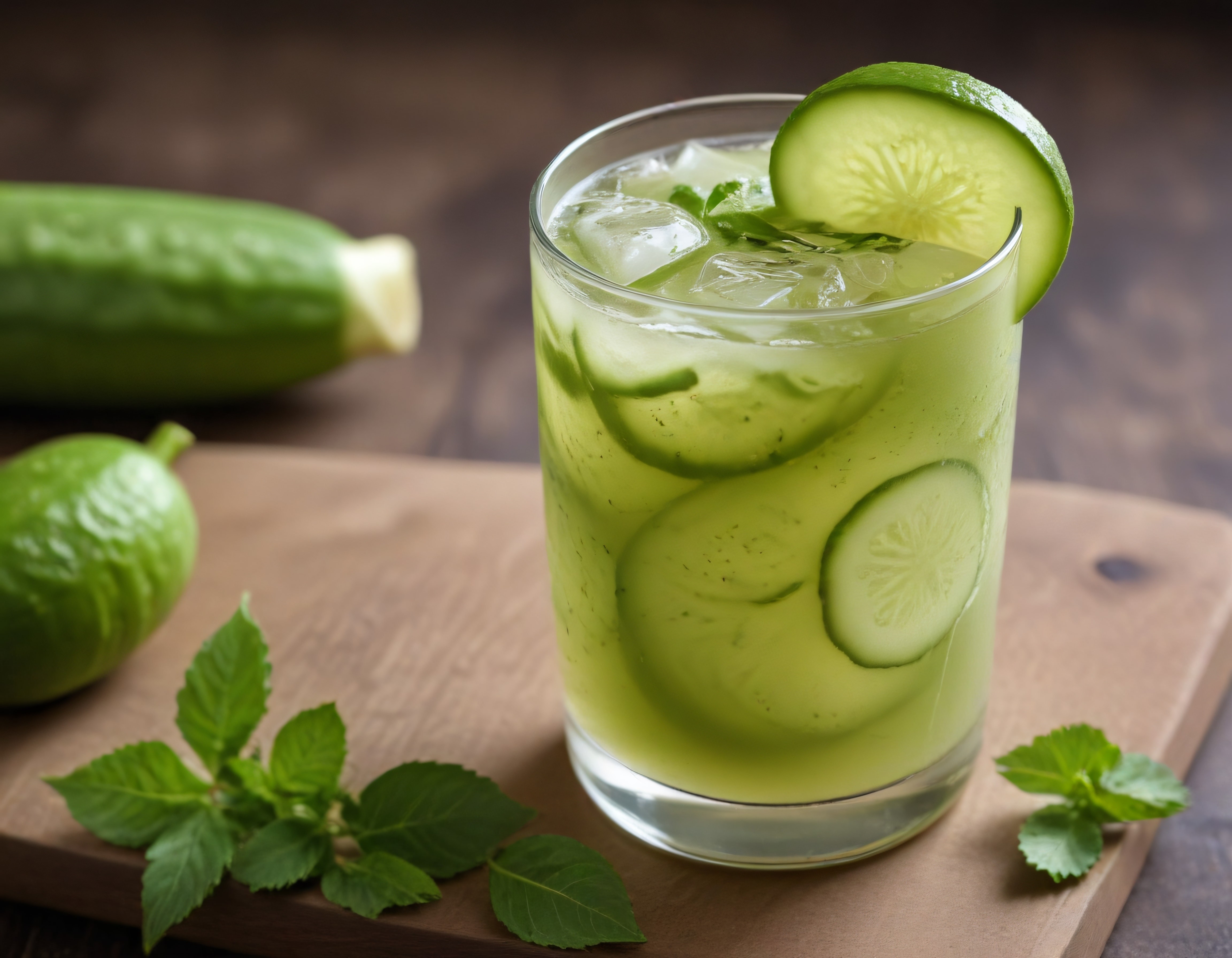 Taze Salatalık ve Nane Yapraklarıyla Hazırlanan Buz Gibi Ev Yapımı Limonata