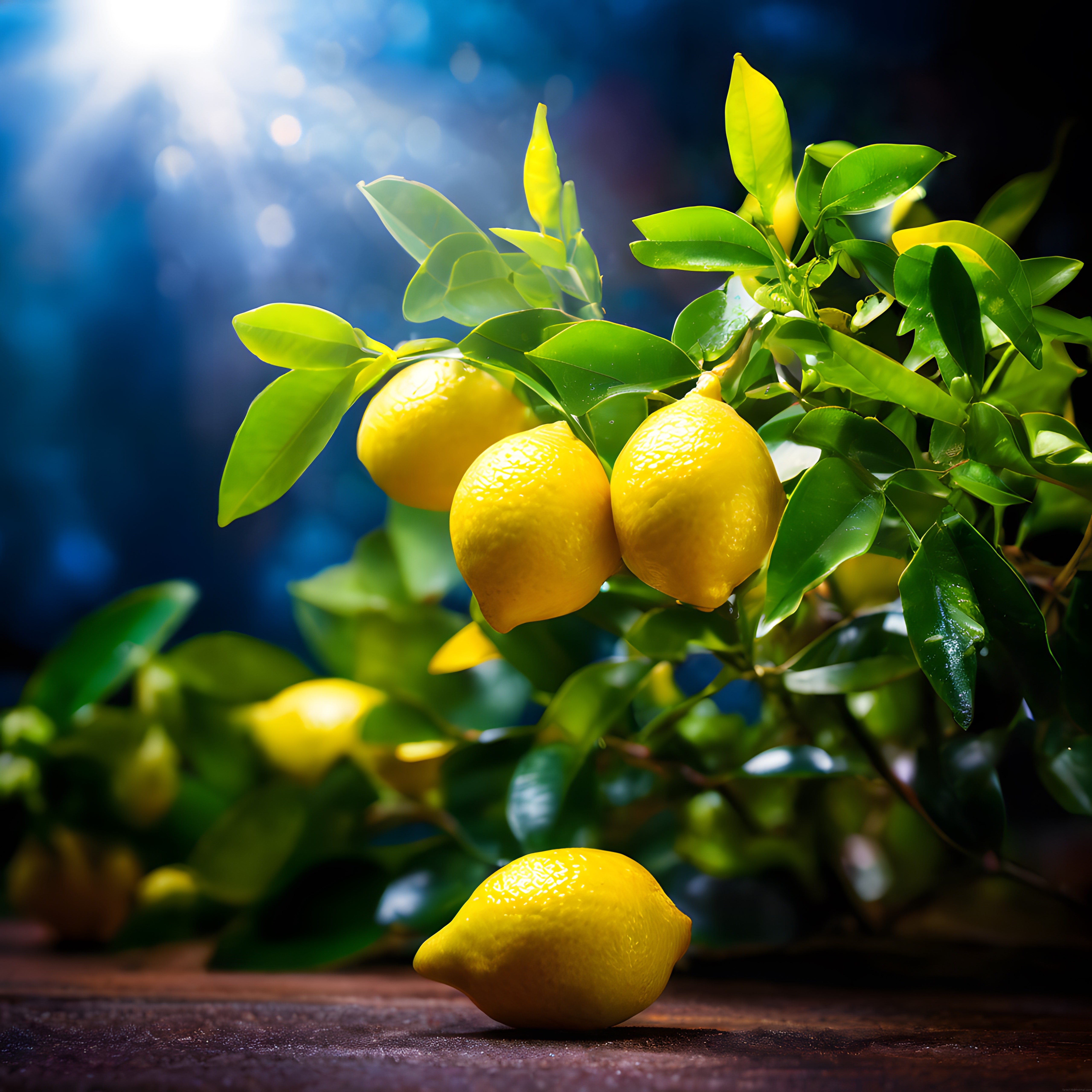 Taze Sarı Limonlar ve Işıltılı Yapraklarla Dolu Doğal Bir Limon Ağacı Dalı