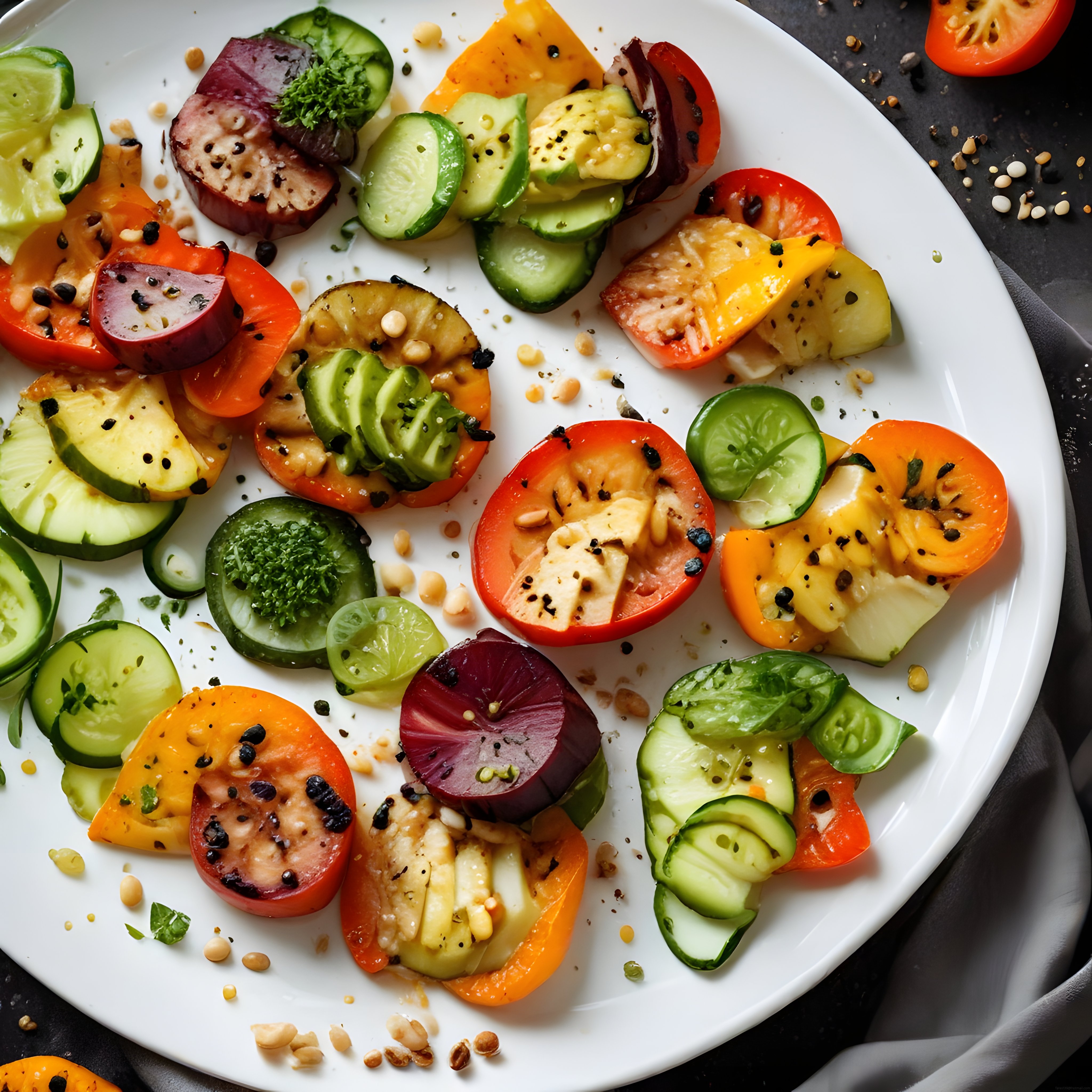Taze Sebze Salatası: Domates, Avokado ve Baharatlı Renkli Sunum