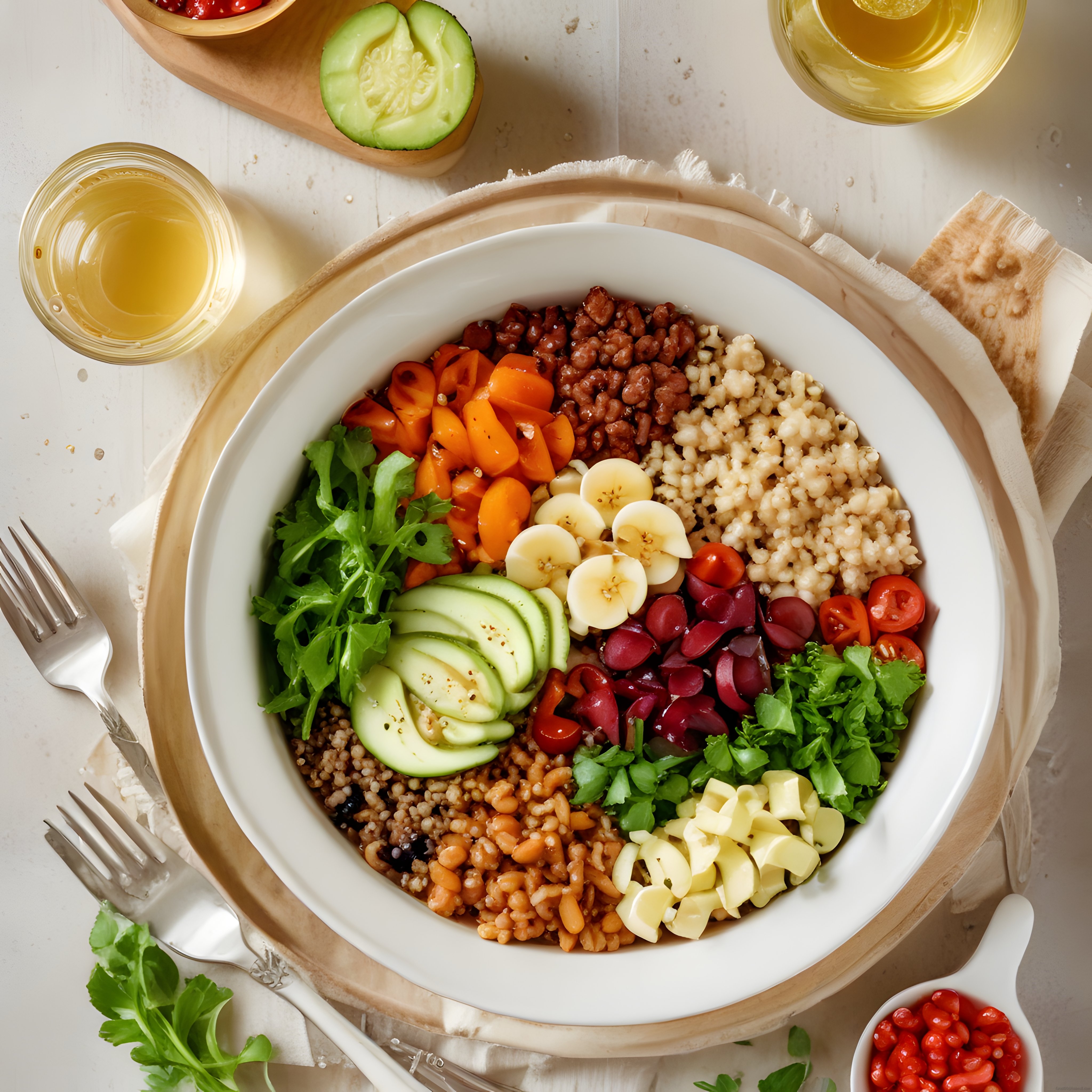 Taze Sebzeler Baklagiller ve Tahıllarla Besleyici Vegan Buddha Bowl