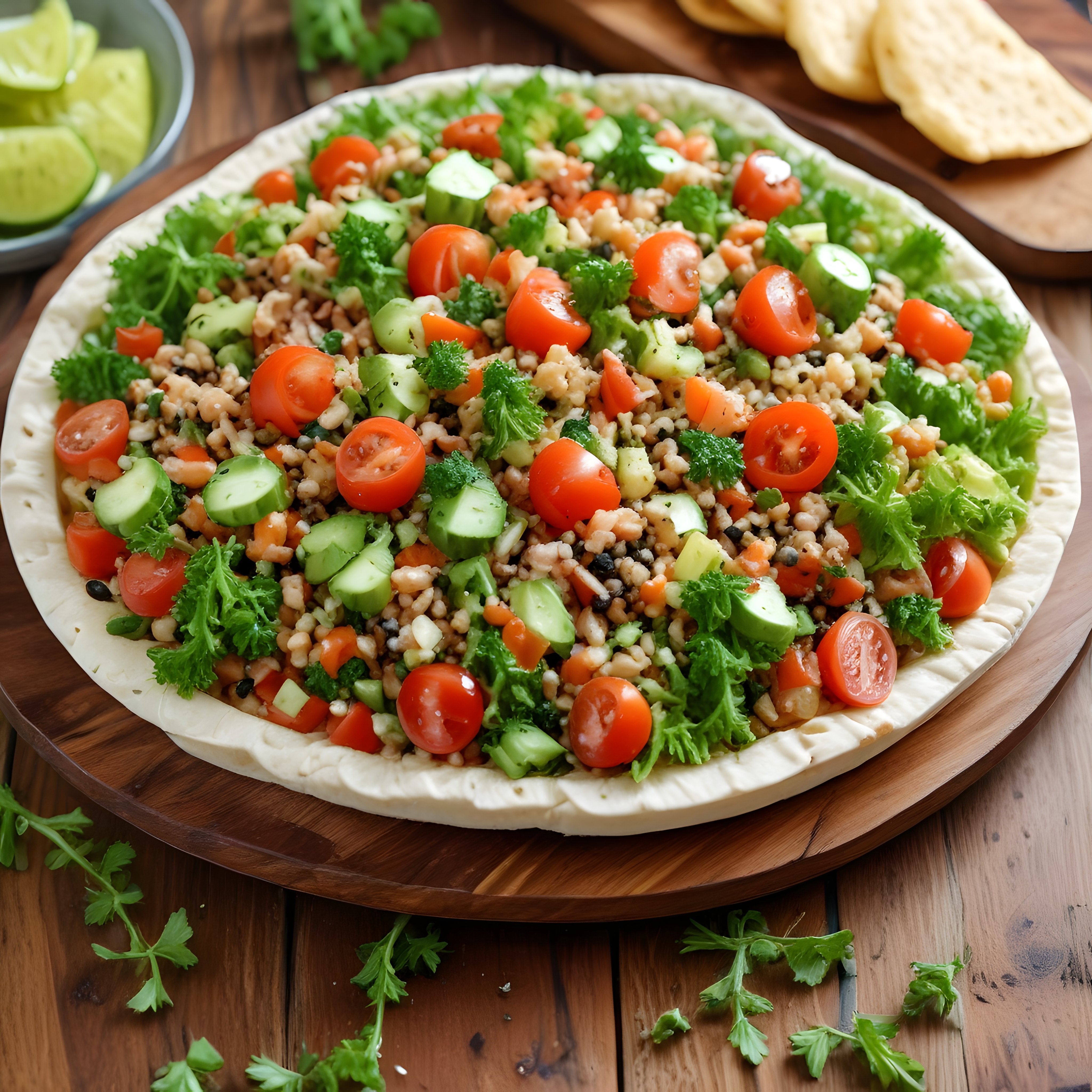 Taze Sebzeler ve Bulgurlu Sağlıklı Vegan Flatbread Tarifi
