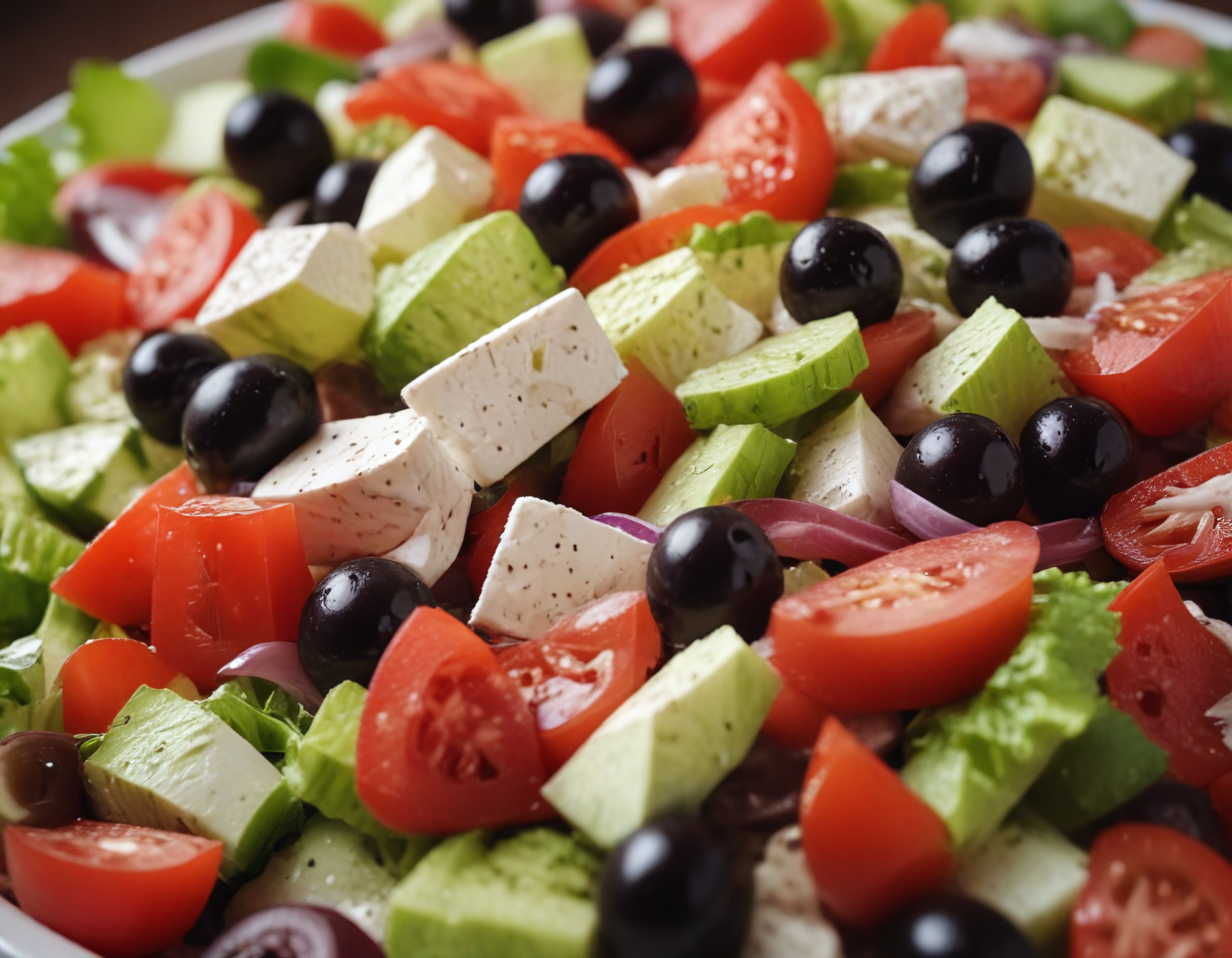 Taze Sebzeler ve Feta Peyniri ile Hazırlanan Geleneksel Yunan Salatası