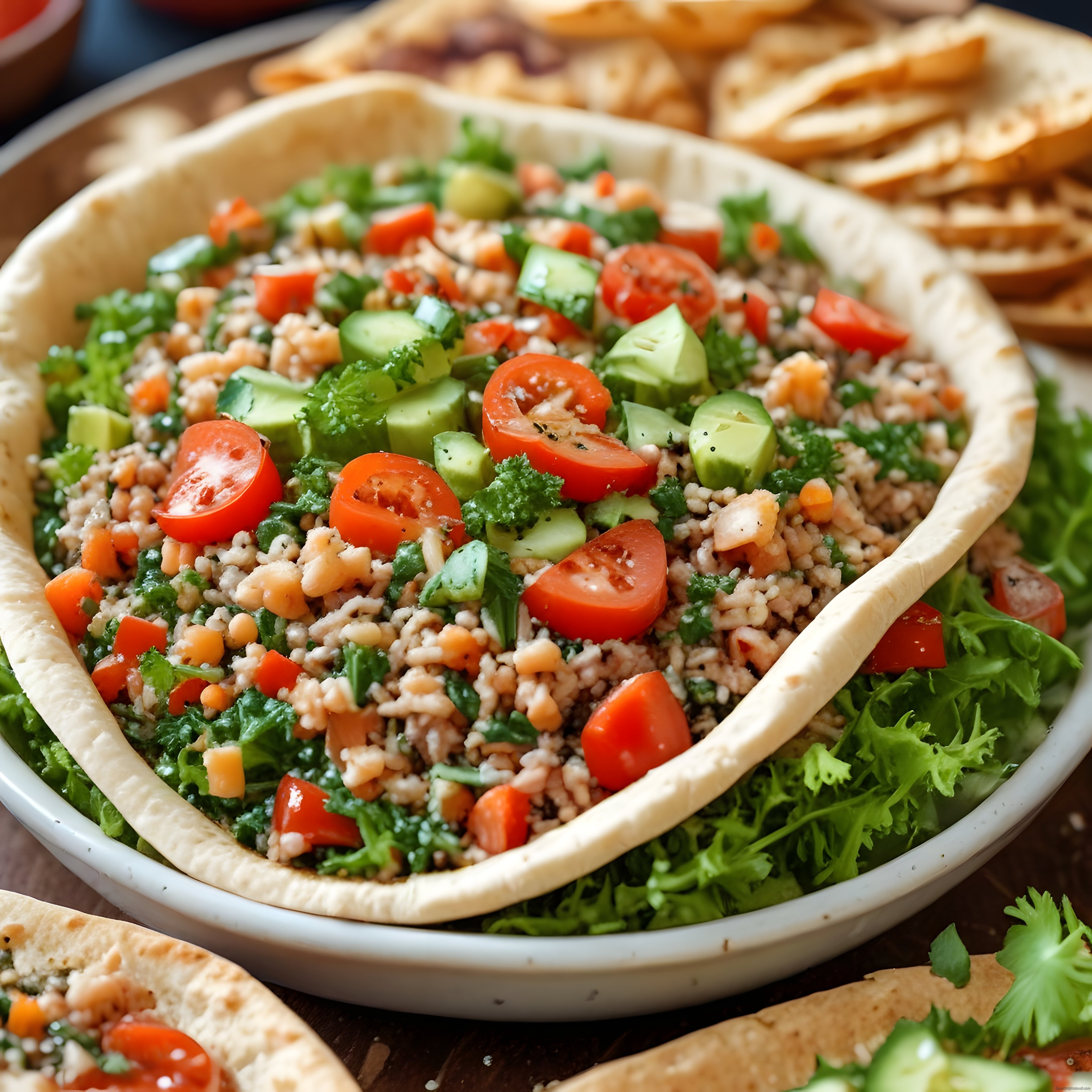 Taze Sebzeler ve Humusla Hazırlanan Sağlıklı Ortadoğu Meze Tabağı