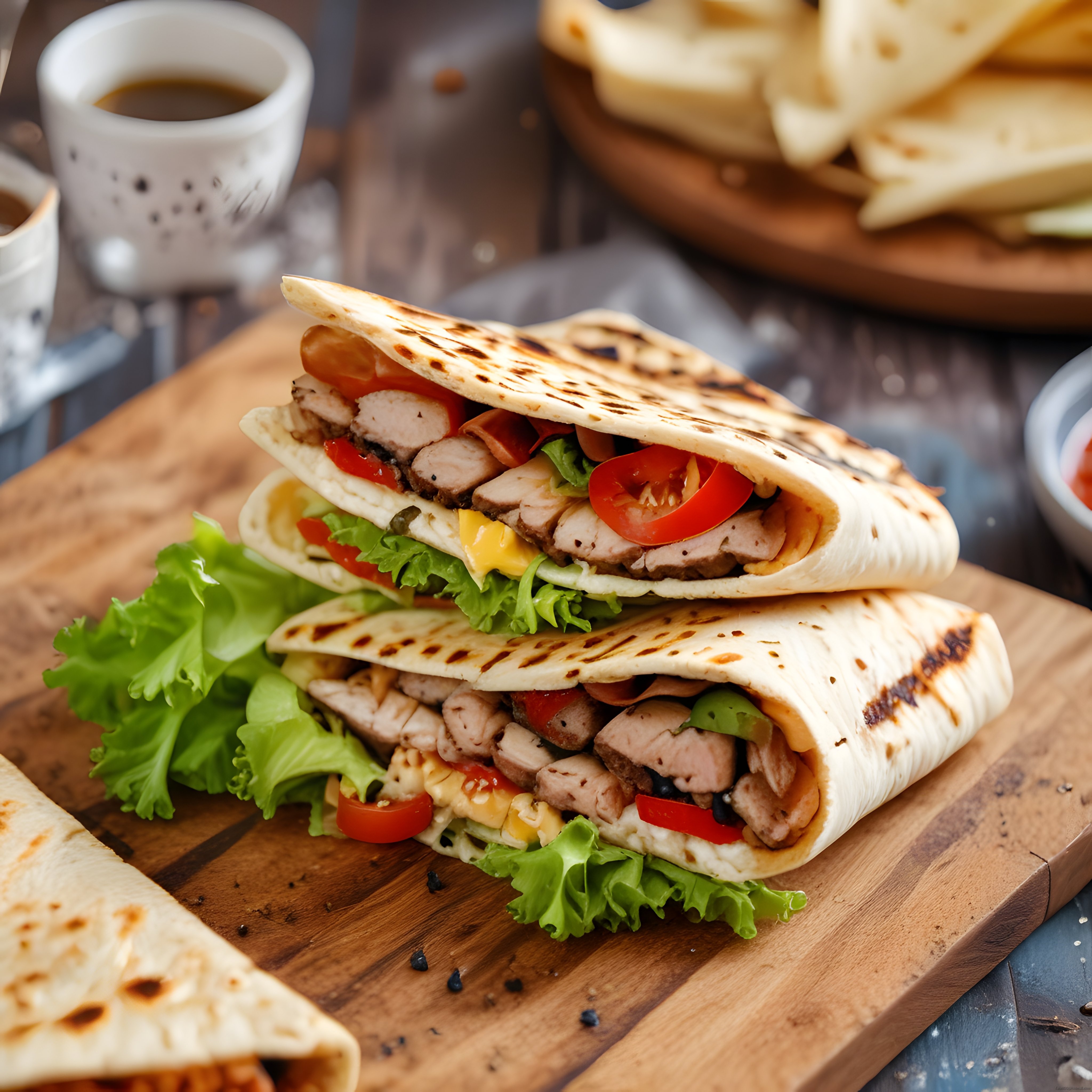 Taze Sebzeler ve Izgara Tavukla Hazırlanan Ev Yapımı Lavaş Wrap Tarifi