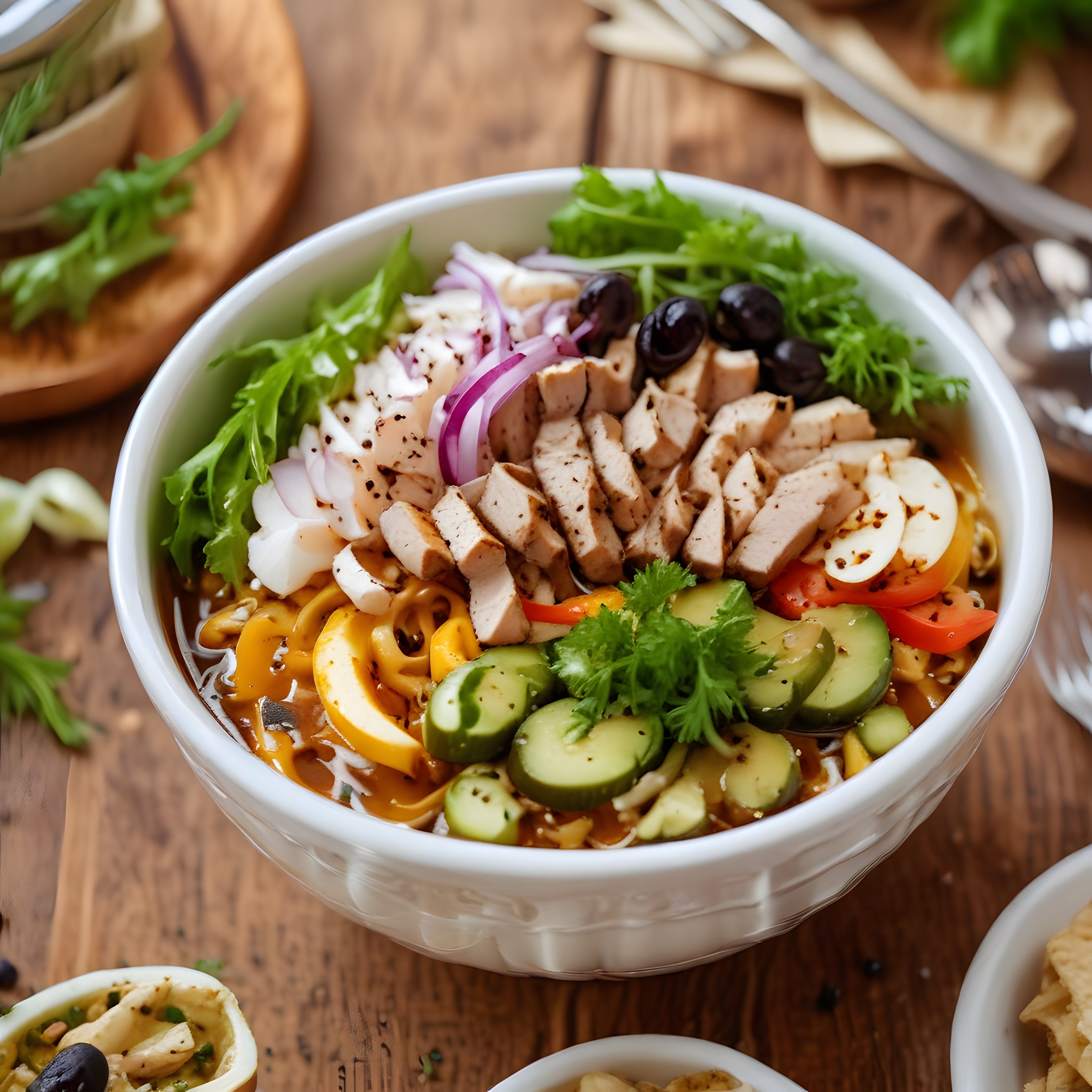 Taze Sebzeler ve Izgara Tavukla Hazırlanan Renkli ve Sağlıklı Protein Bowl