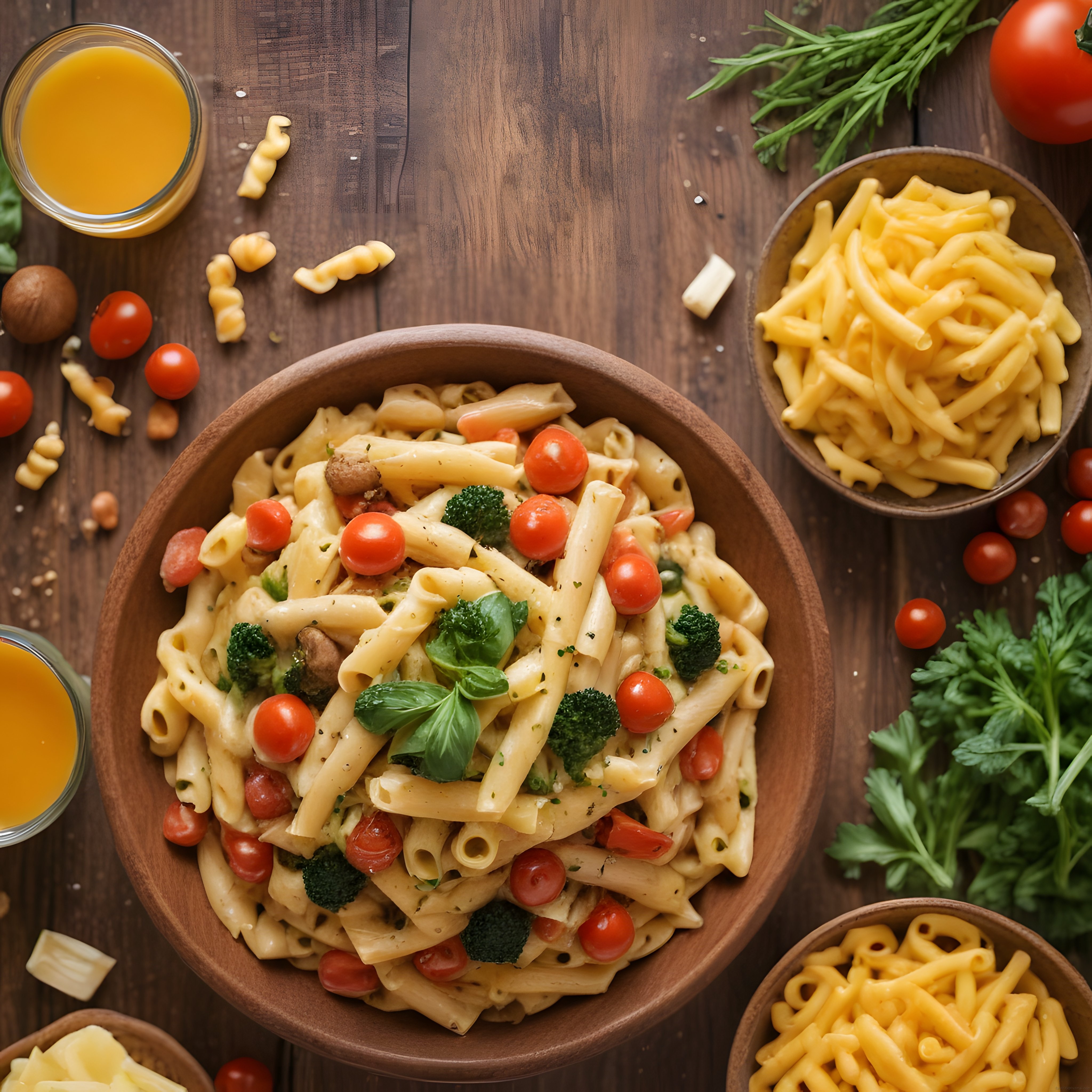 Taze Sebzeler ve Kremalı Sosla Zenginleştirilmiş Nefis Penne Makarna Tabağı