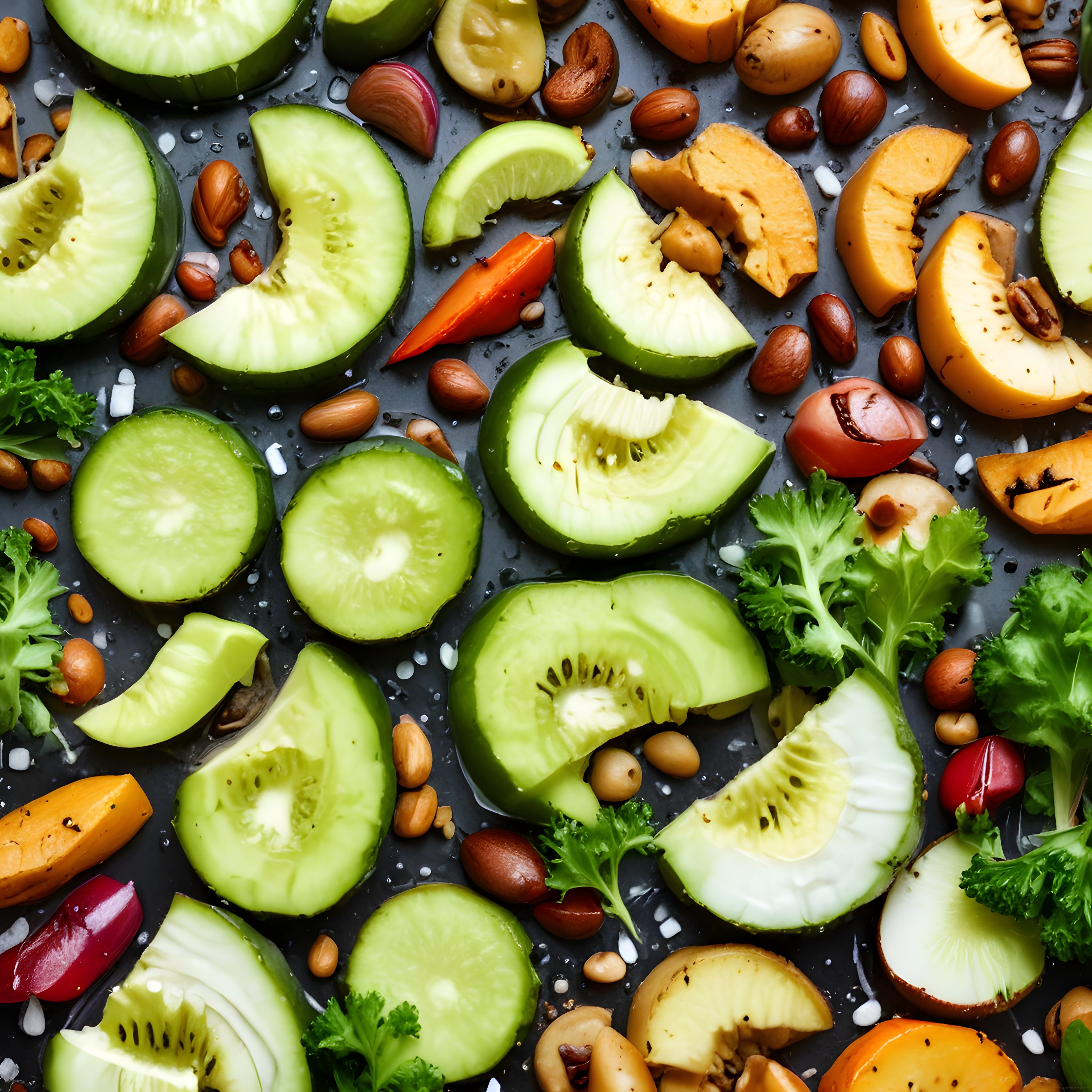 Taze Sebzeler ve Kuruyemişlerle Hazırlanmış Sağlıklı Vegan Malzeme Düzeni