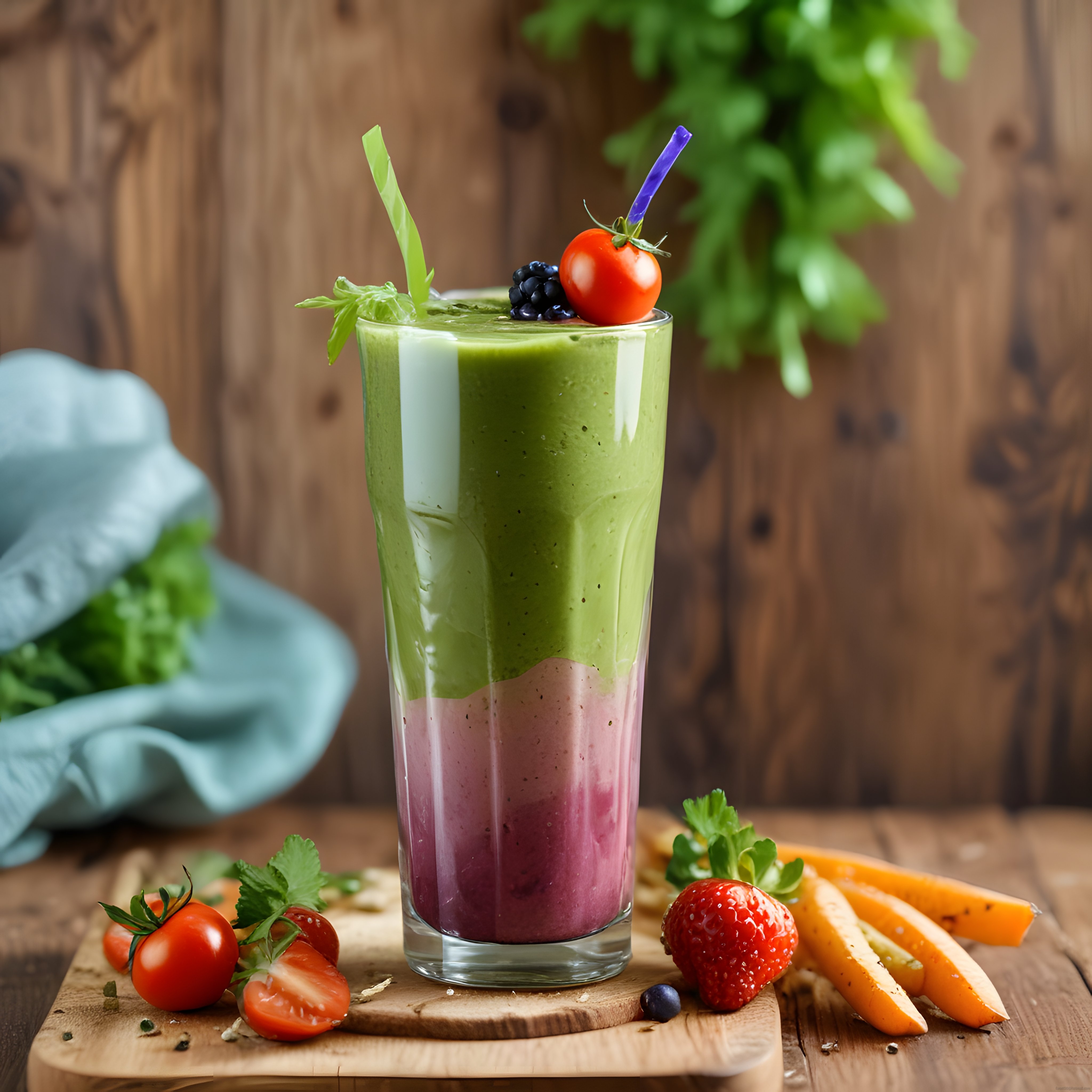 Taze Sebzeler ve Meyvelerle Hazırlanan İki Renkli Sağlıklı Smoothie Tarifi