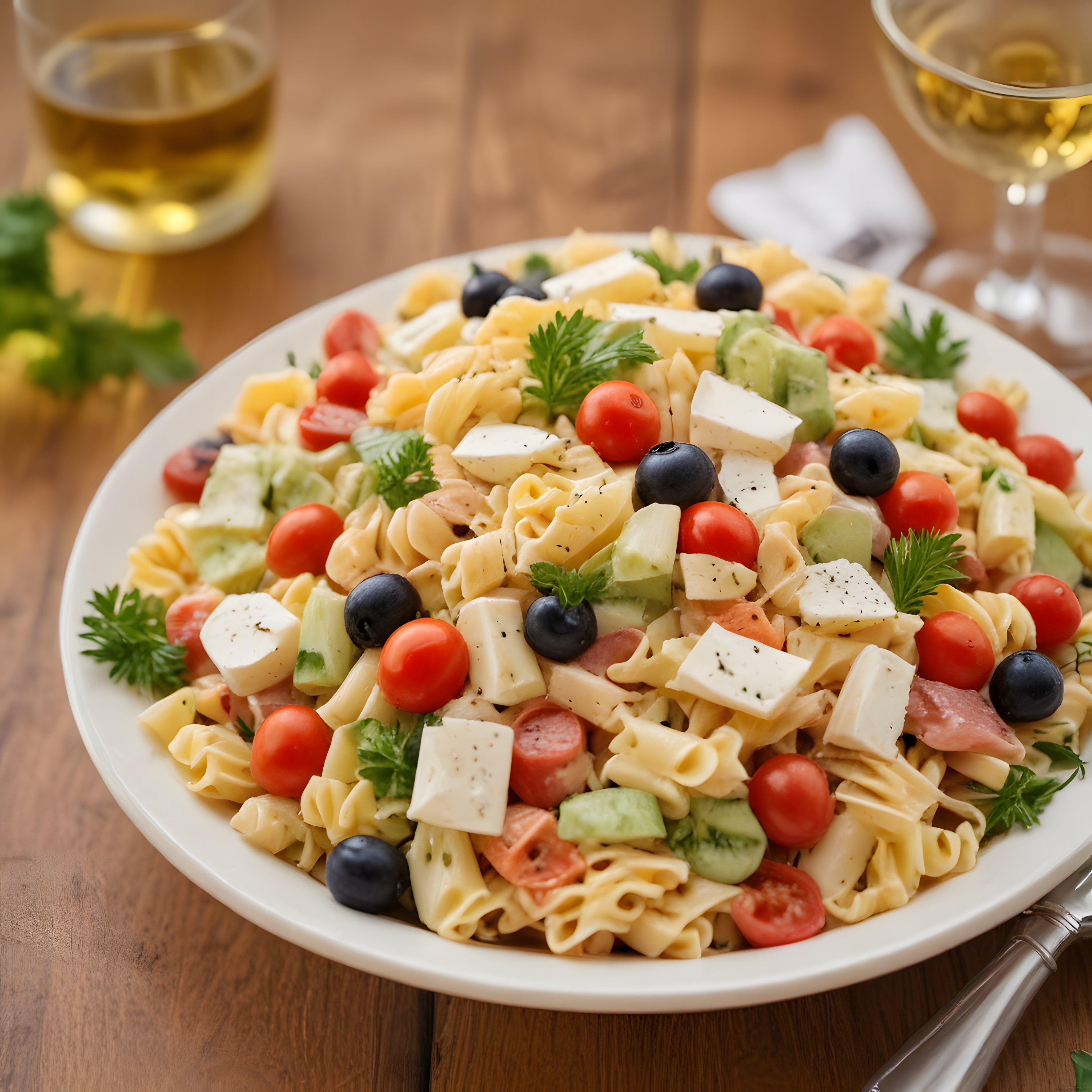 Taze Sebzeler ve Peynirle Hazırlanan Makarna Salatası Tarifi ve Sunum Önerisi