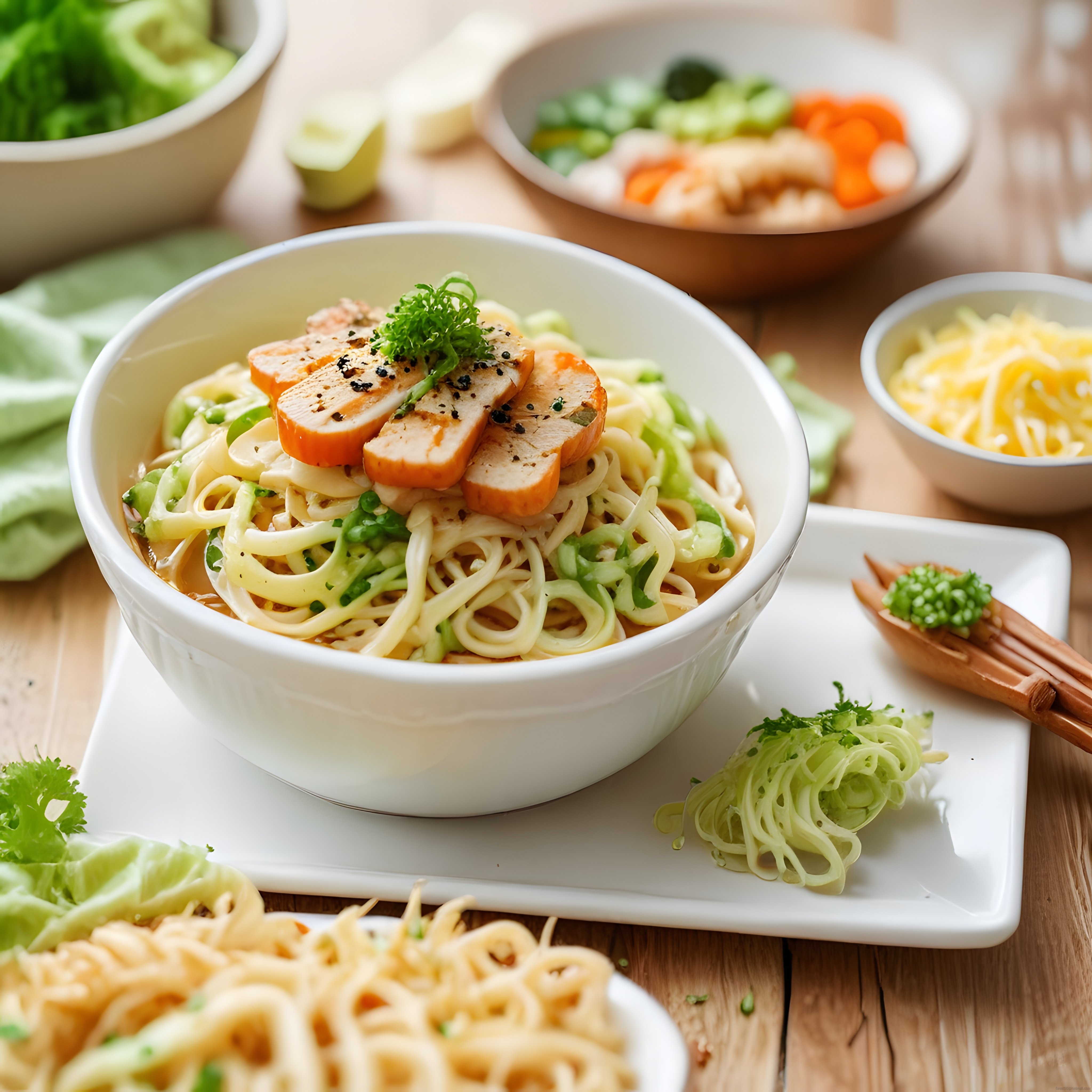 Taze Sebzeler ve Tavuklu Noodle Kasesi: Sağlıklı Asya Mutfağı Örneği