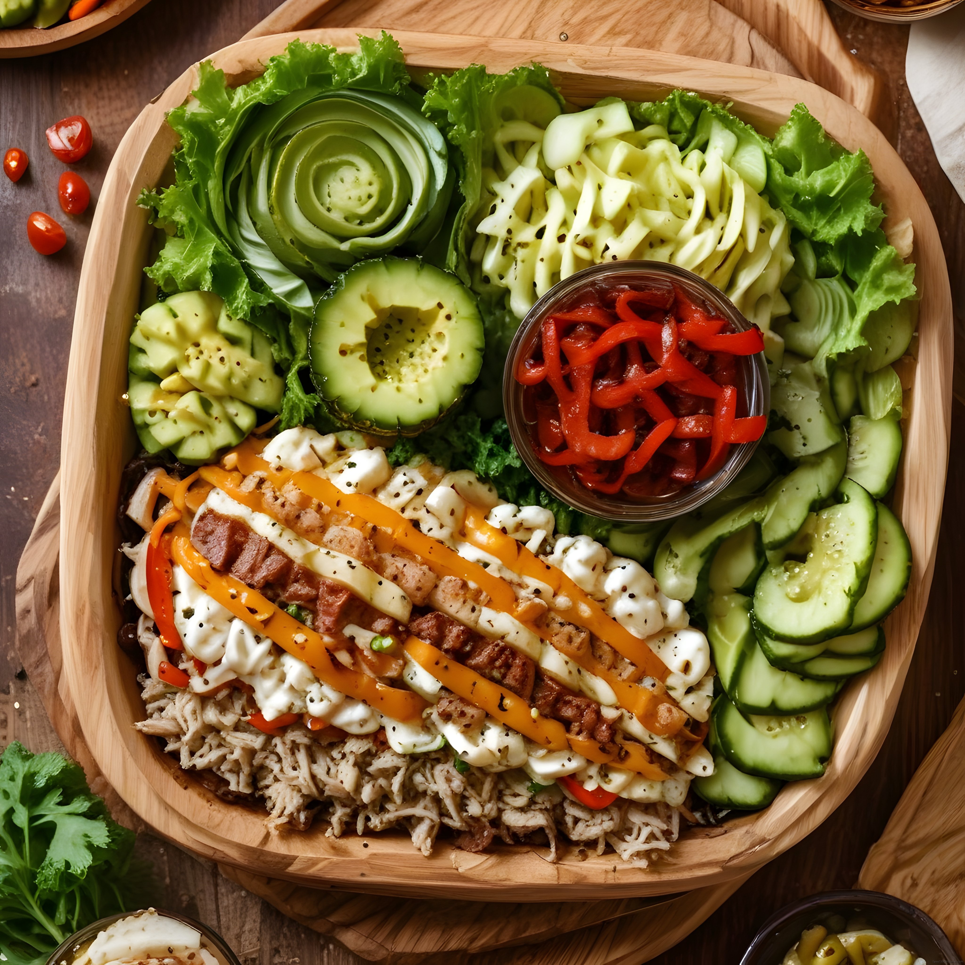 Taze Sebzeler ve Tavuklu Sağlıklı Kase: Renkli ve Lezzetli Besleyici Bowl