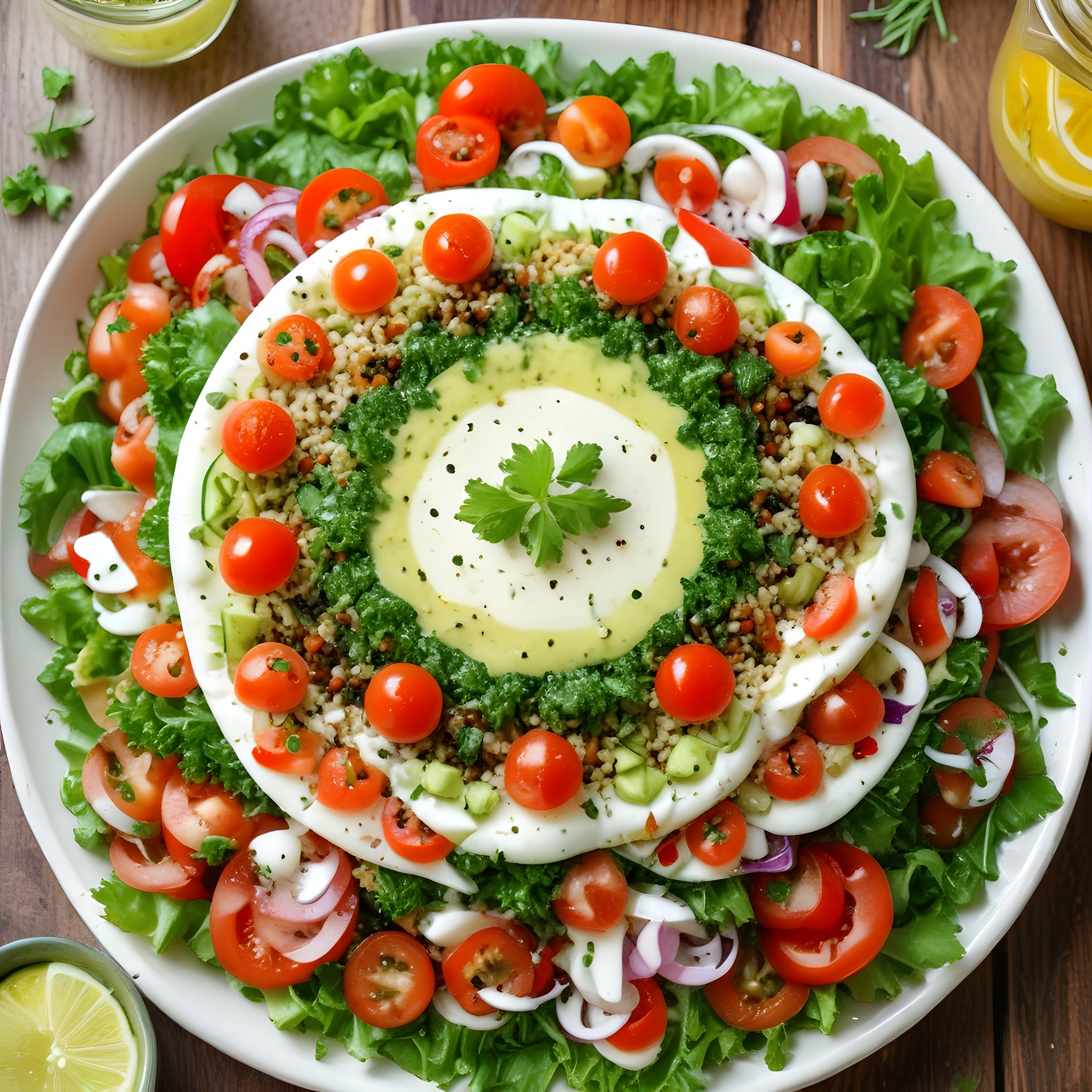 Taze Sebzeler ve Yoğurt Sos ile Hazırlanan Besleyici Kase Salata Tarifi