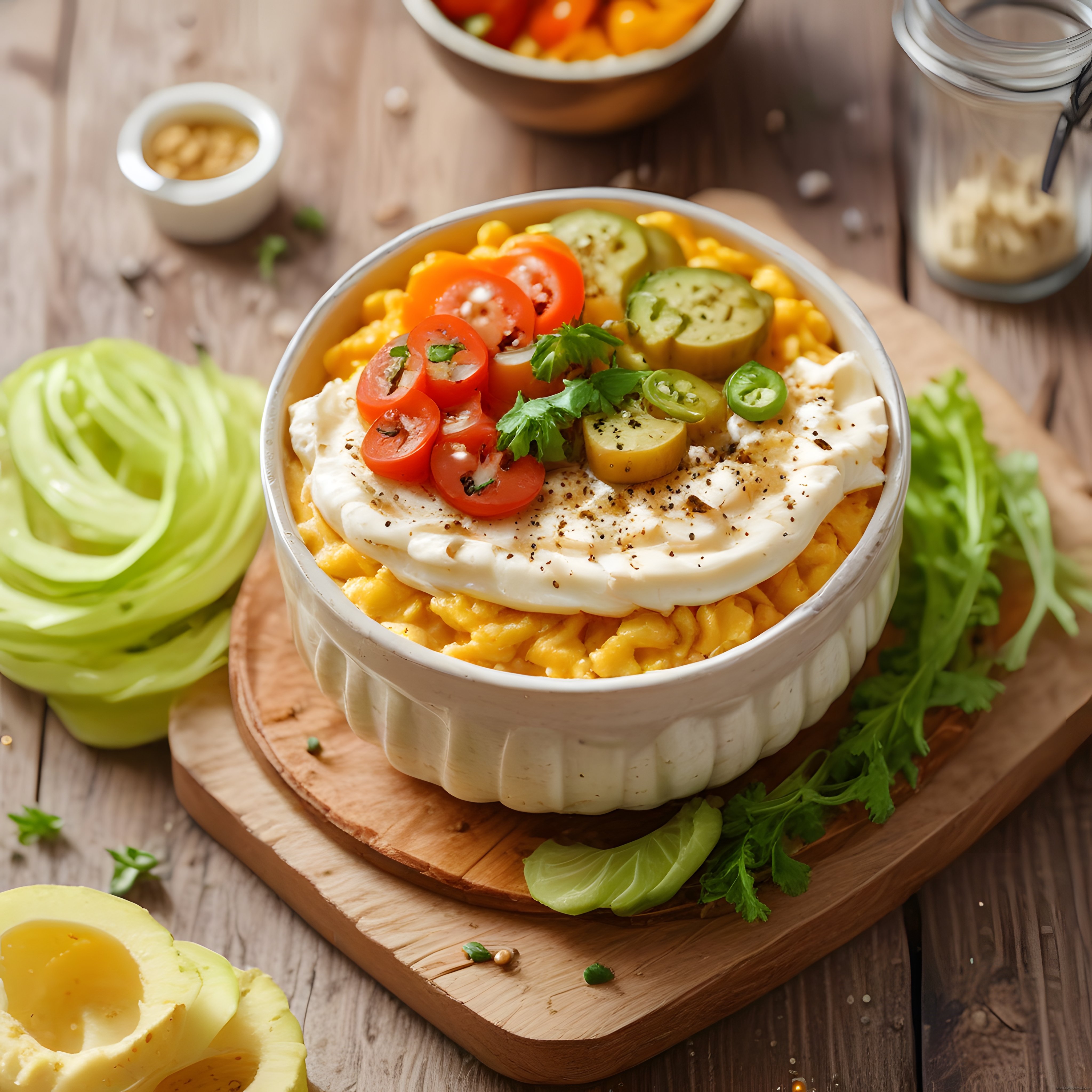 taze sebzeler ve yumurta ile hazırlanan sağlıklı kahvaltı kasesi