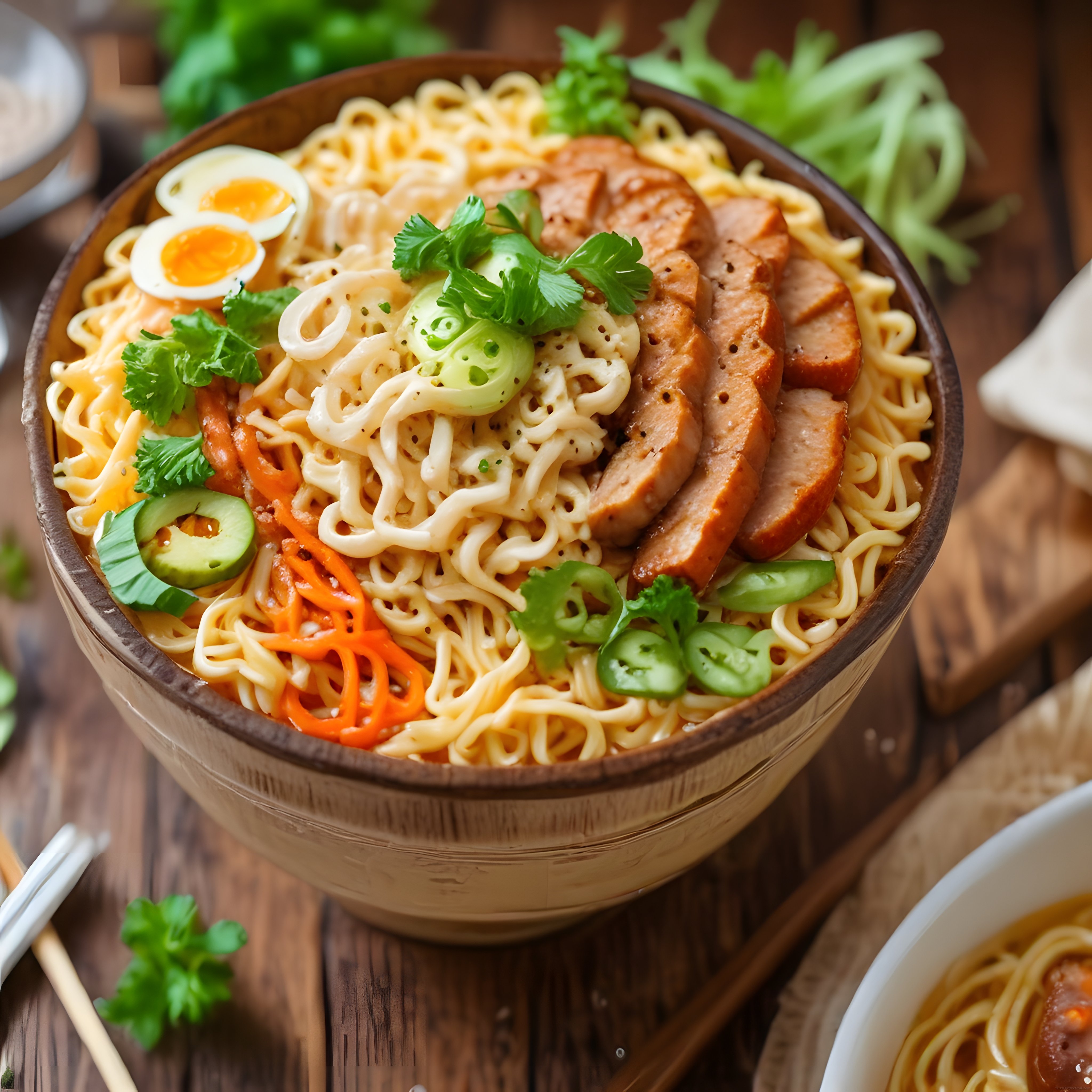 Taze Sebzeler ve Yumurtalı Noodle Çorbası ile Geleneksel Asya Lezzeti