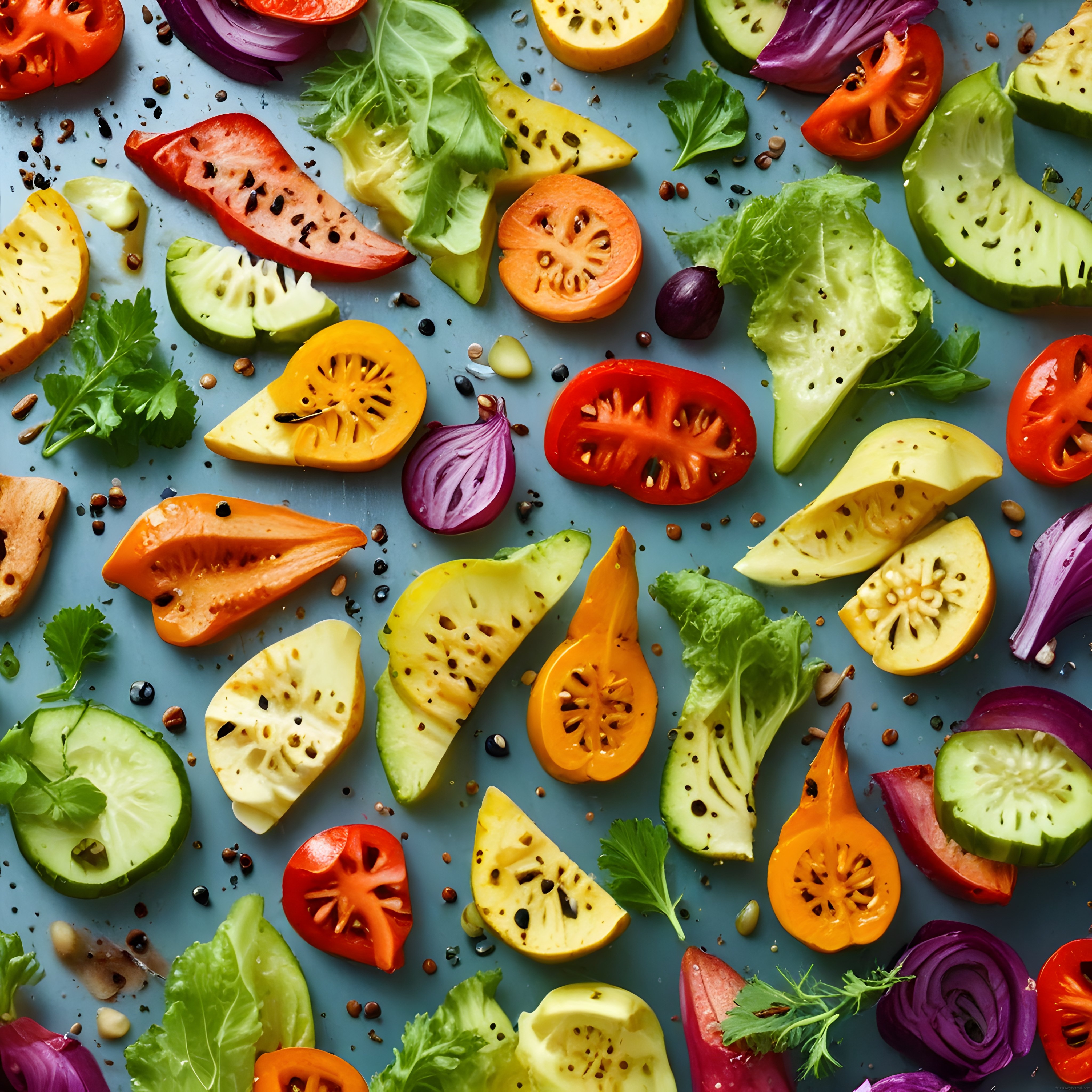 Taze sebzelerden oluşan renkli ve sağlıklı vegan yemek malzemeleri düzeni