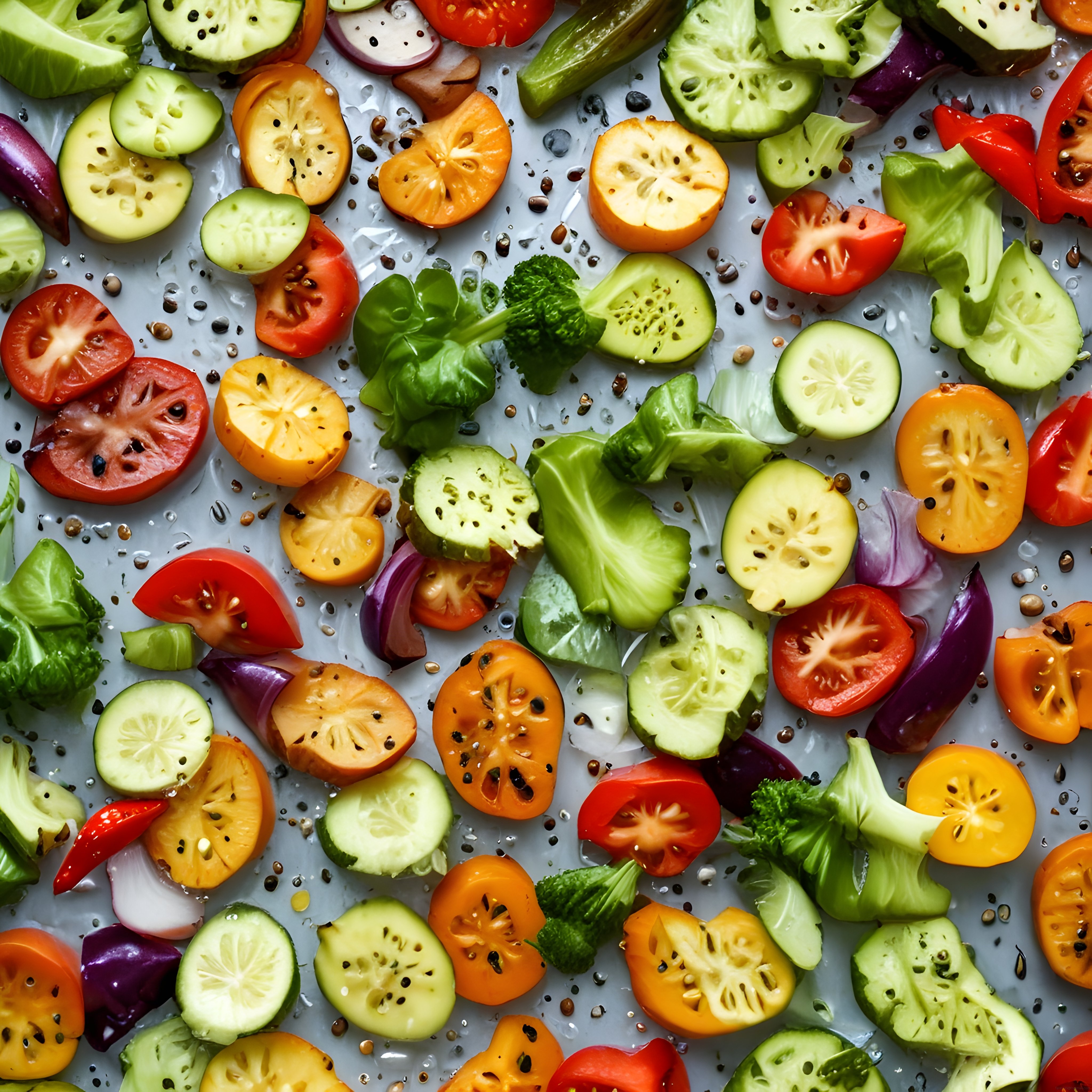Taze Sebzelerden Oluşan Sağlıklı ve Renkli Bir Vegan Malzeme Tablosu
