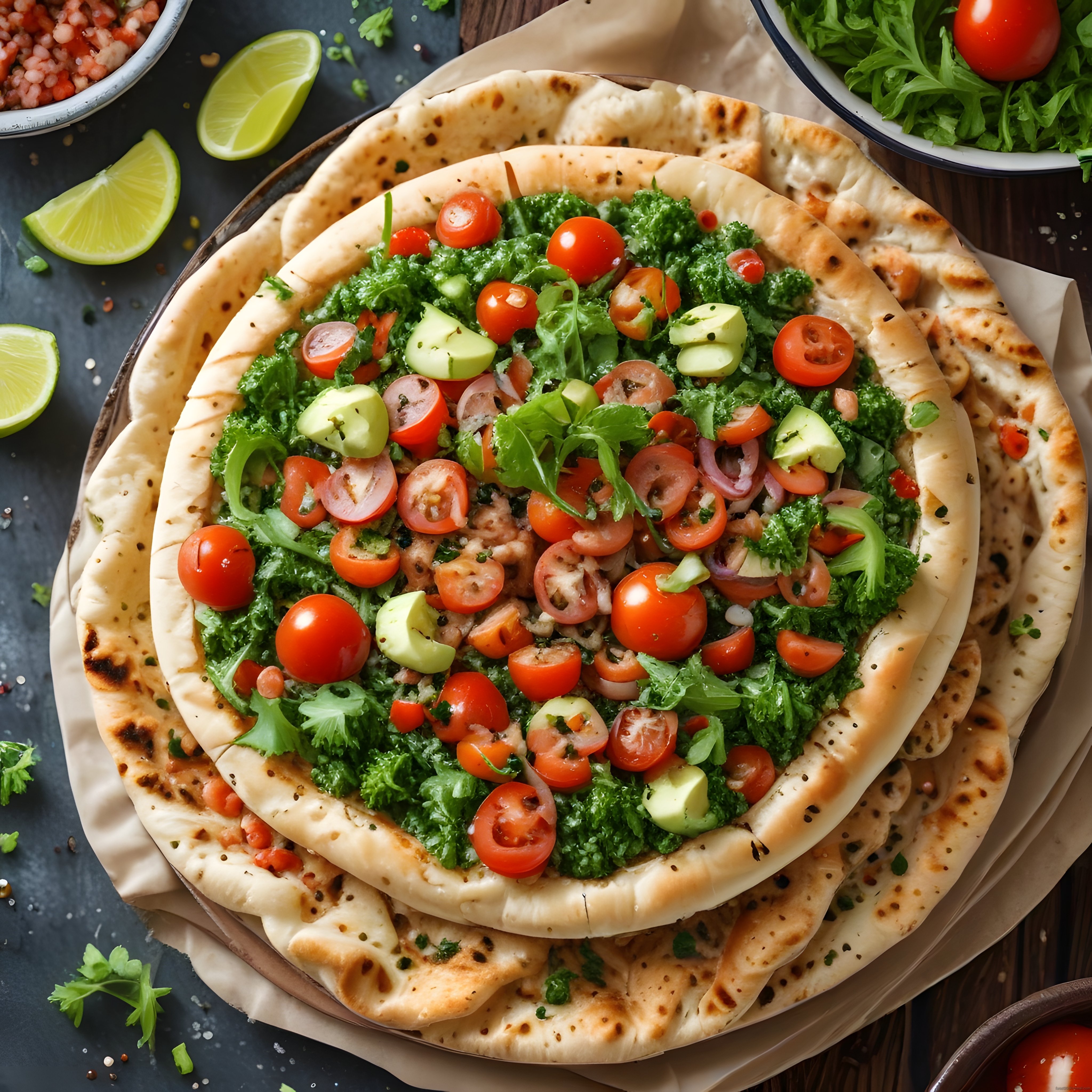 Taze Sebzelerle Dolu Ev Yapımı Meksikan Flatbread Tarifi ve Sunum Önerisi