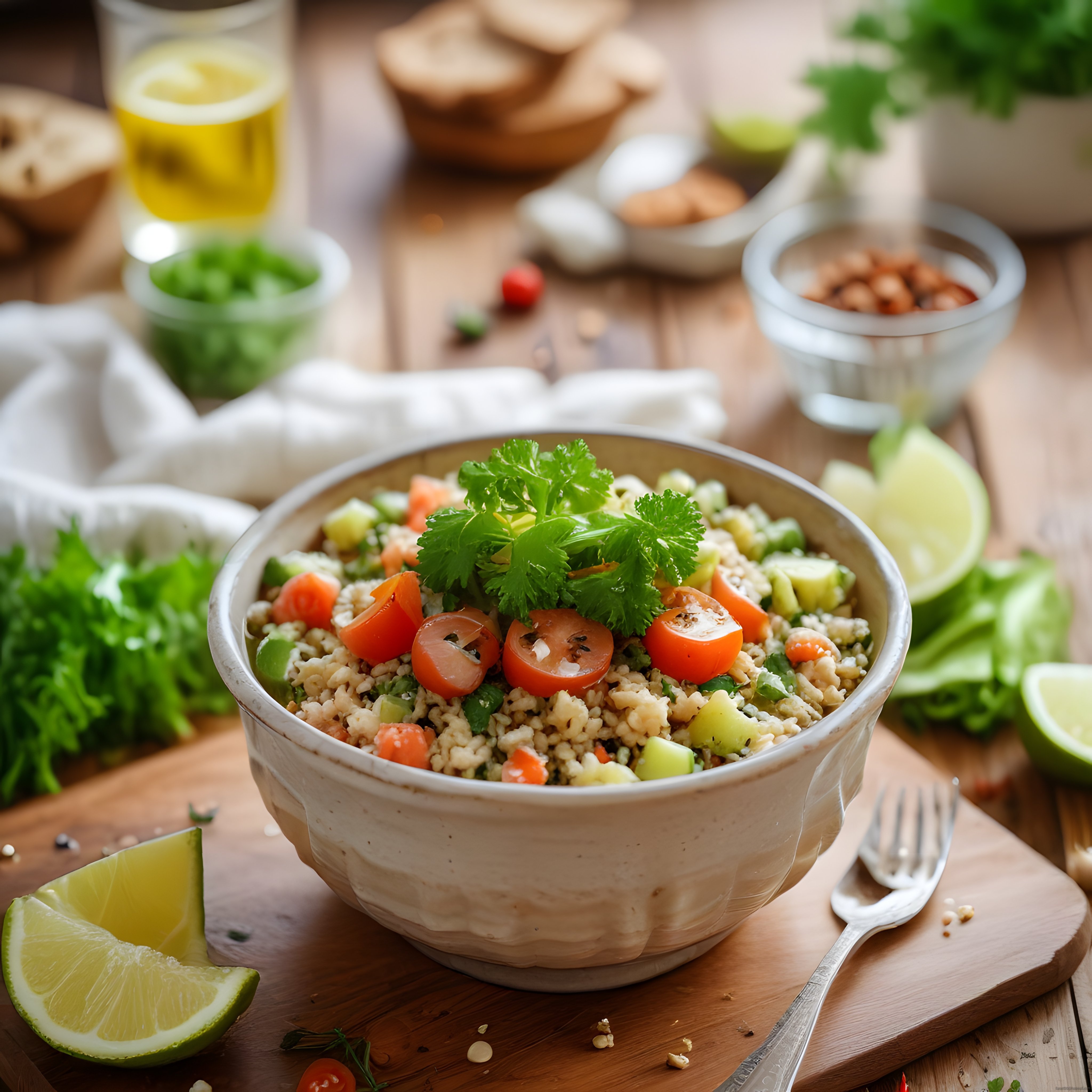 Taze Sebzelerle Hazırlanan Besleyici Bulgur Salatası Tarifi ve Sunum