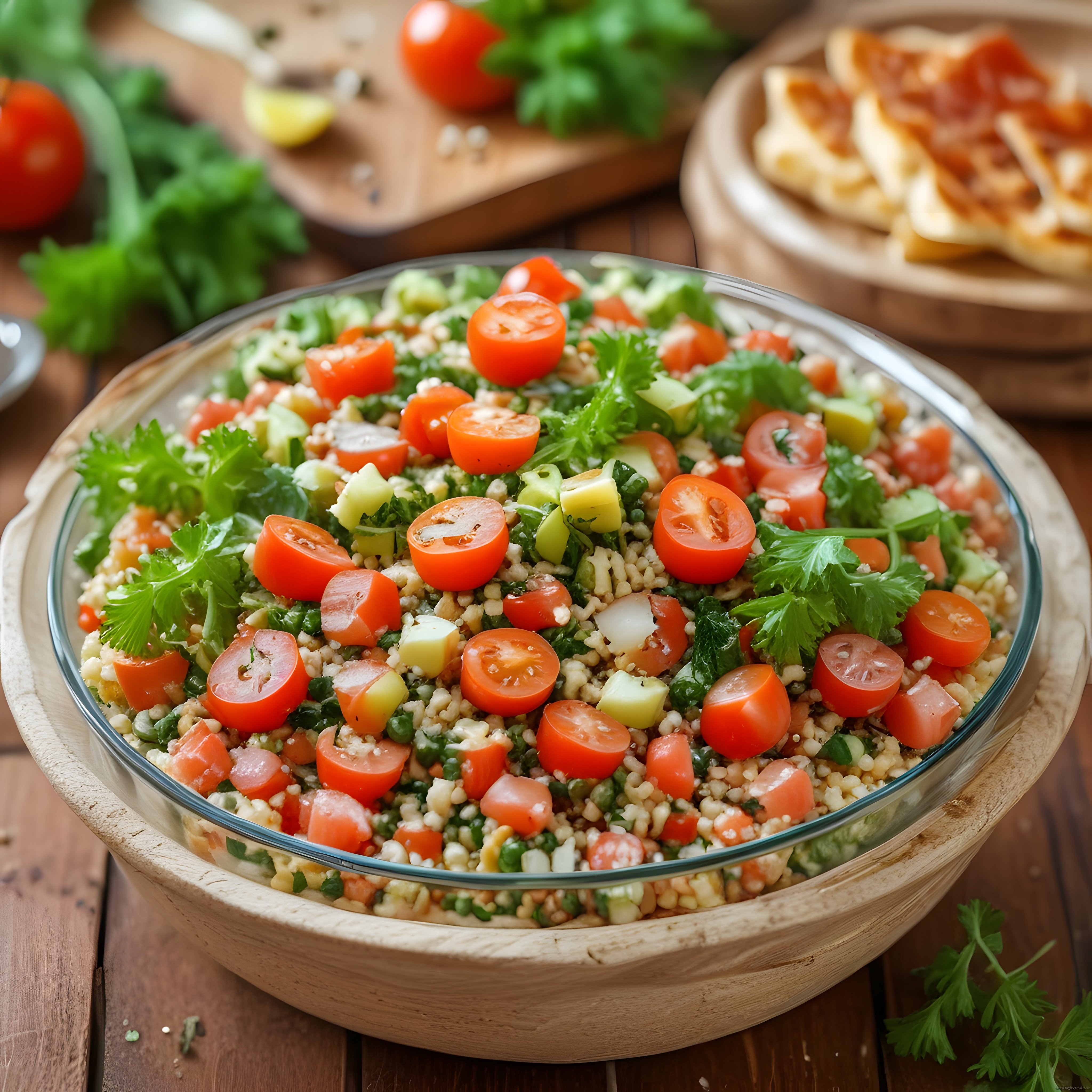 Taze Sebzelerle Hazırlanan Geleneksel Bulgur Salatası ve Meze Sunumu