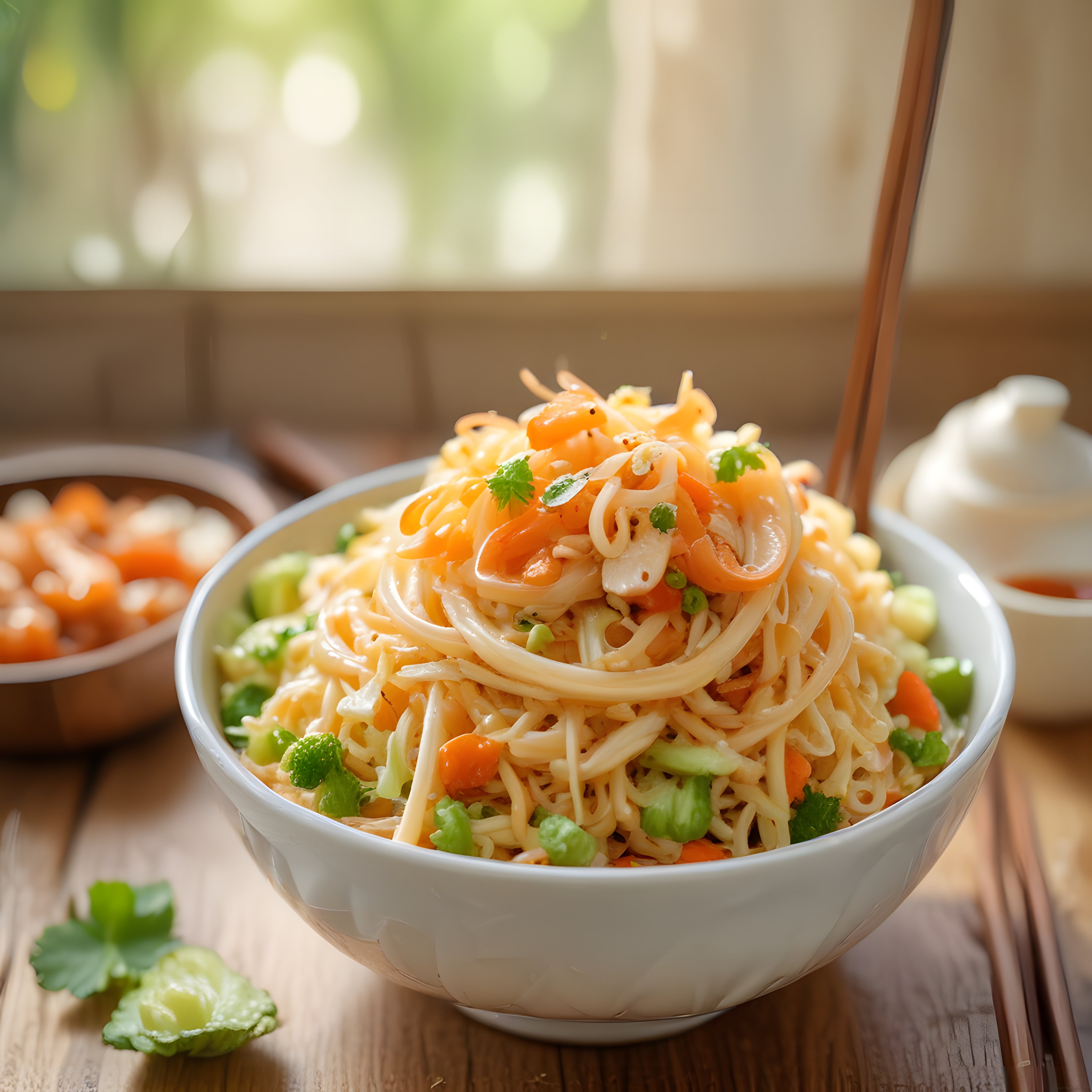 Taze Sebzelerle Hazırlanan Renkli Noodle Salatası Tarifi ve Sunum Fikri