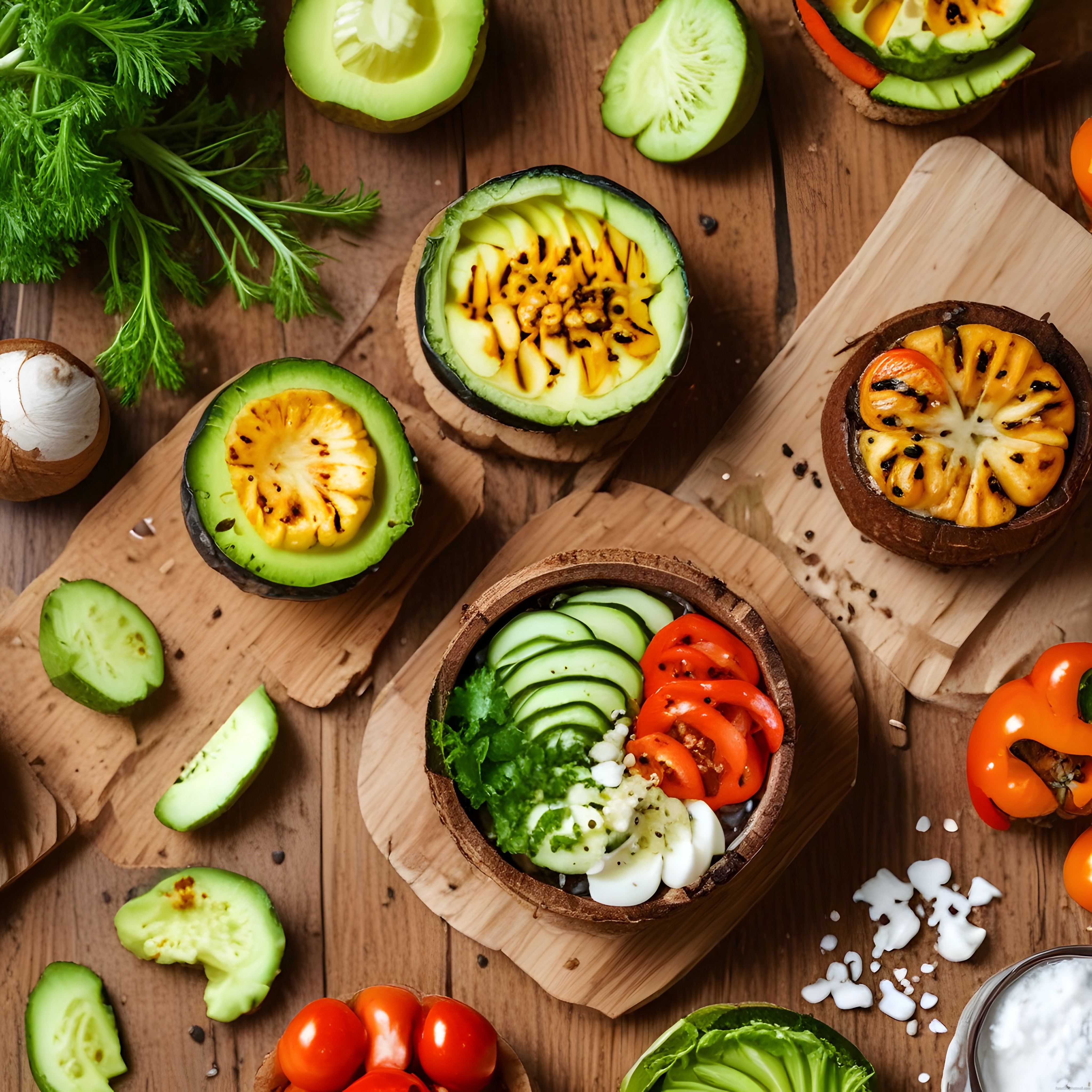 Taze Sebzelerle Hazırlanan Sağlıklı Buddha Bowl ve Avokado Sunumu
