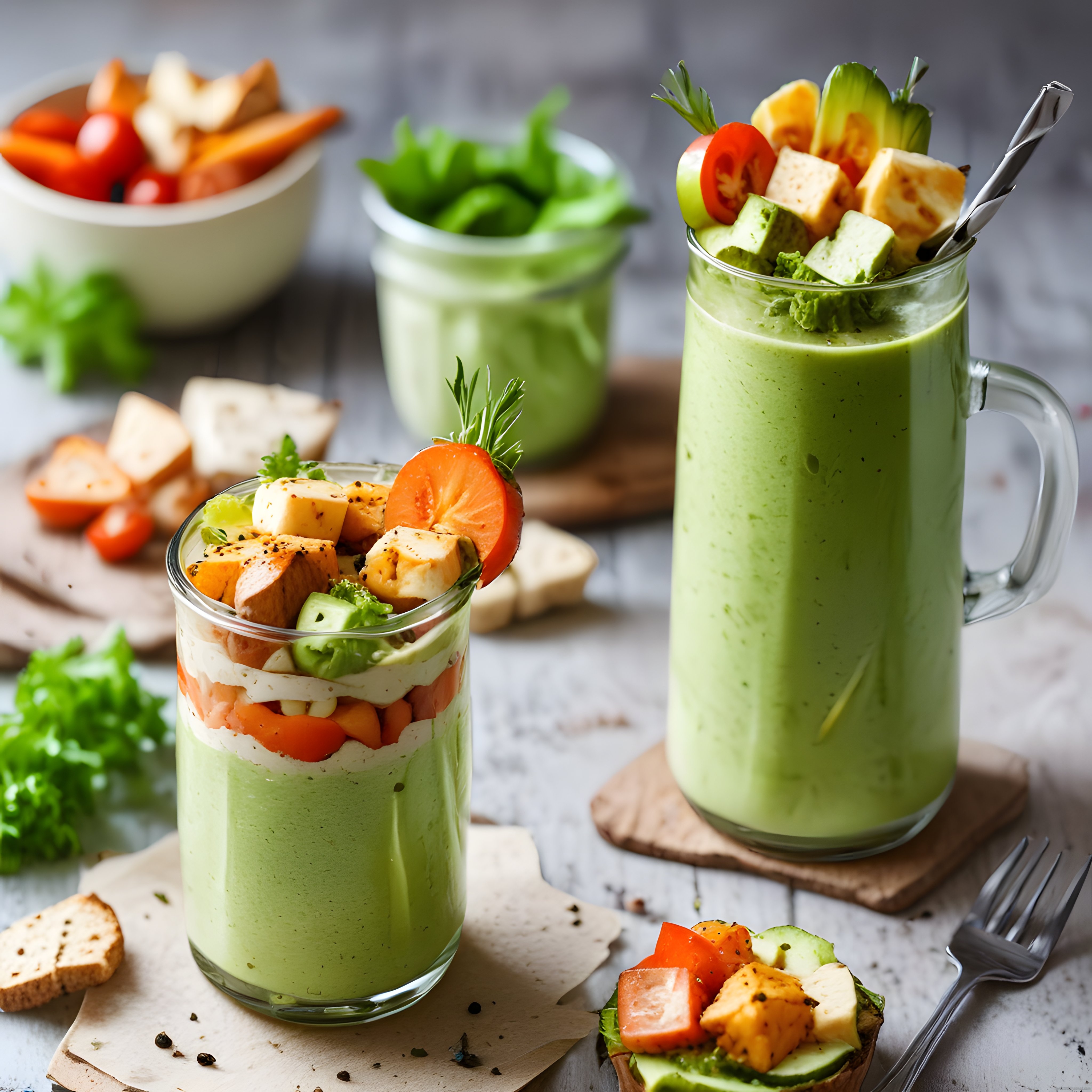Taze Sebzelerle Hazırlanan Yeşil Smoothie ve Katmanlı Kavanoz Lezzetleri